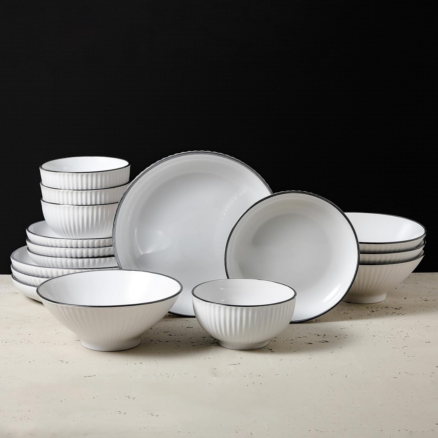 Christian Siriano Lustra Dinnerware Set for 4 16-Piece Stoneware