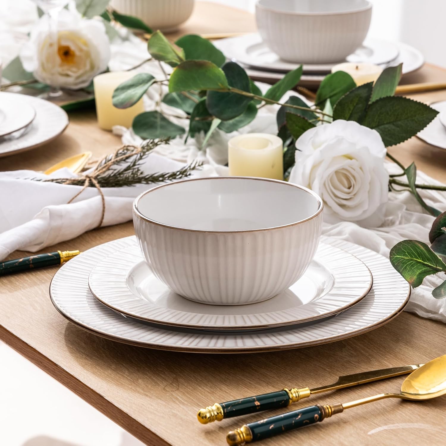 GBHOME Ceramic Dinnerware Set 12 Pcs Modern Elegant