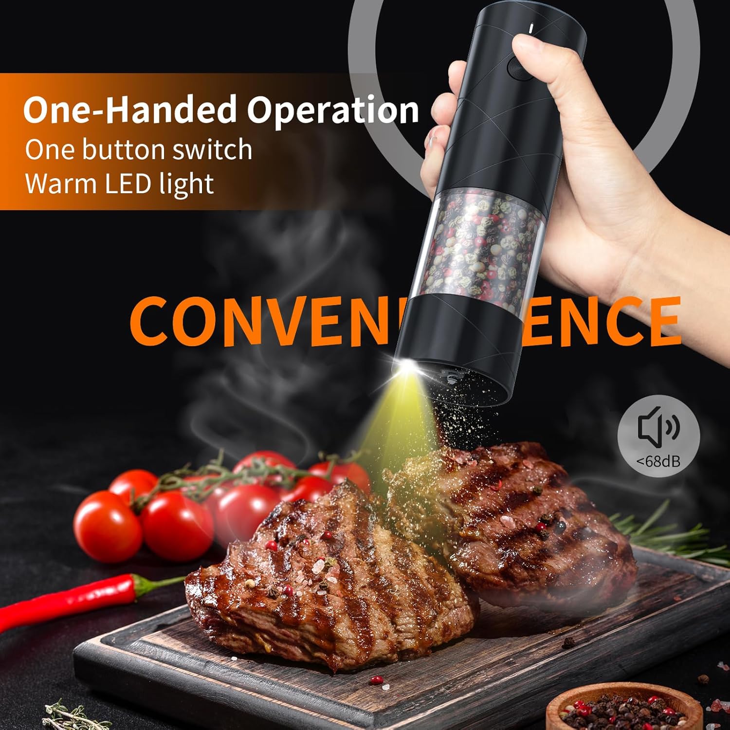 4Pack Electric Salt and Pepper Grinder Set with LED Light