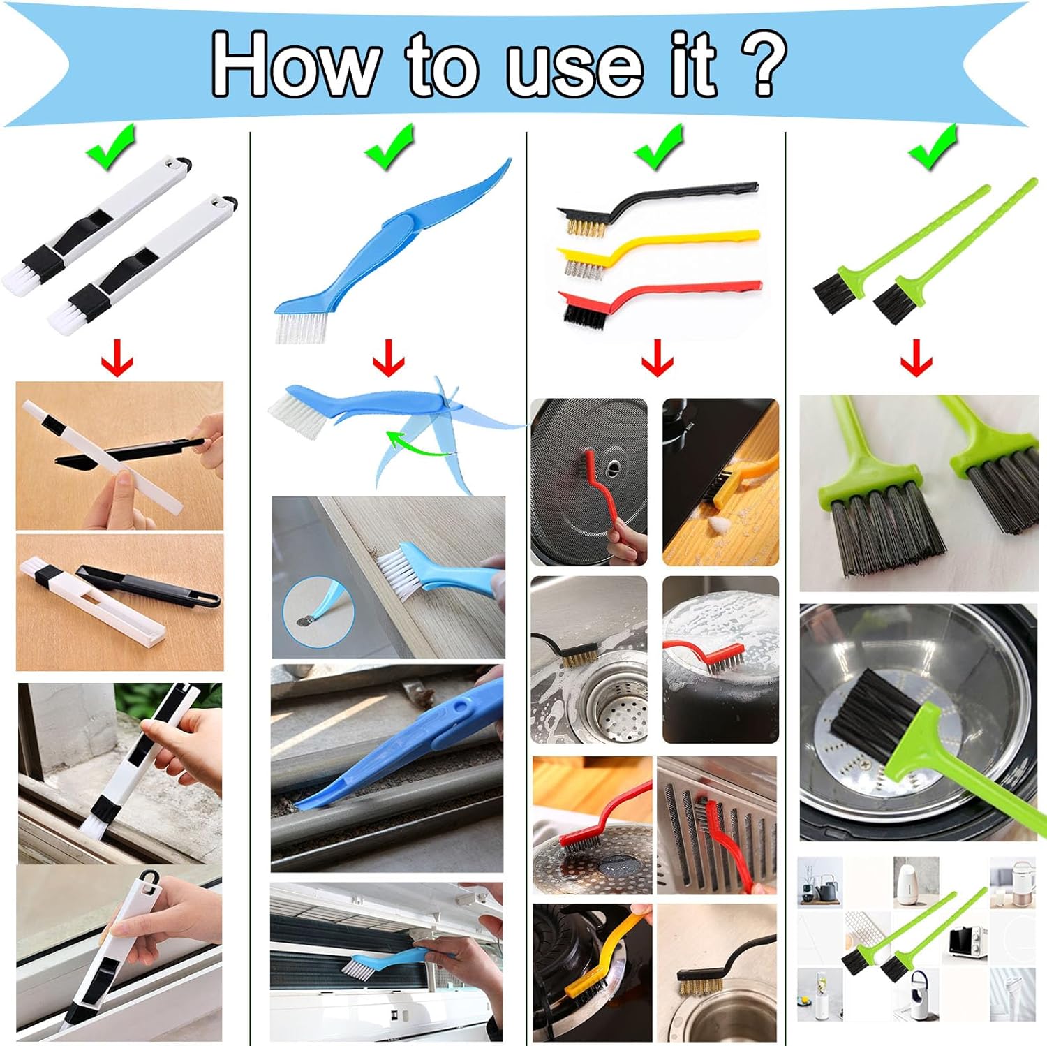 SCCUP 13PCS Window Groove Cleaning Brush Kit 1