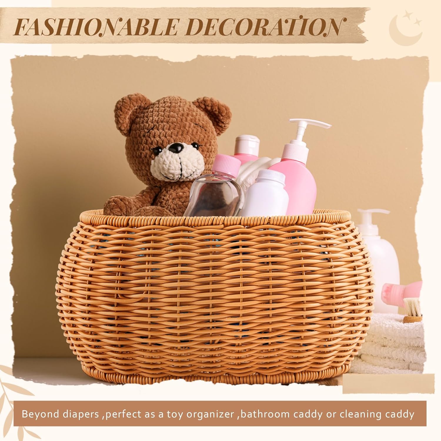 Juexica 3 Pcs Scalloped Wicker Storage Basket Set 1