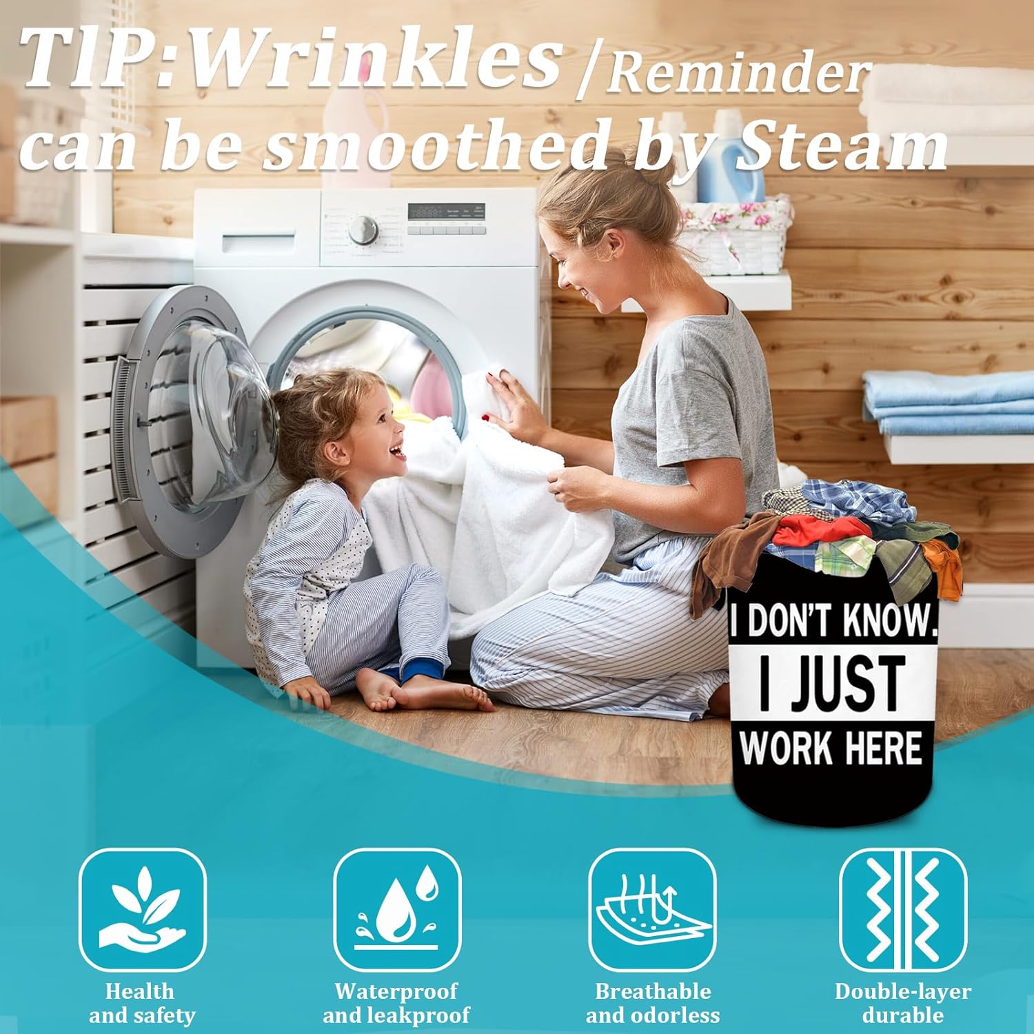 Funny Laundry Basket with Handles 16x20 Inch Foldable Hamper