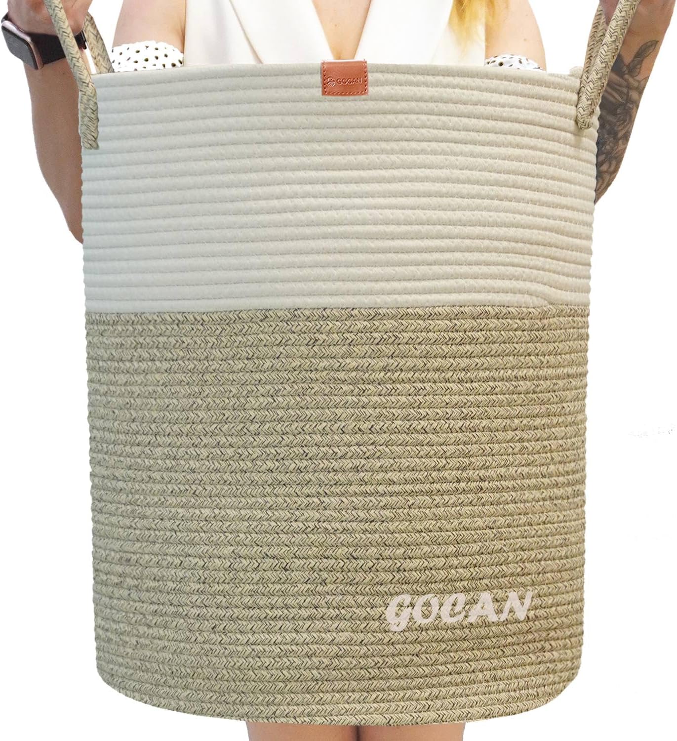 GOCAN Large Tall Laundry Hamper Basket Woven Storage 1