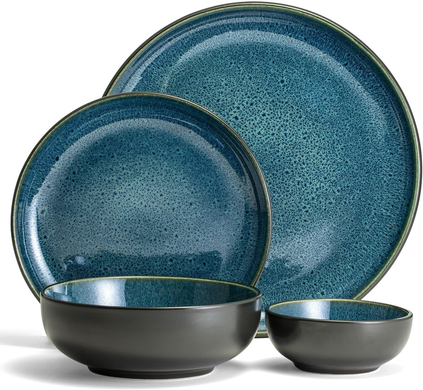 Sango Resona 16-Piece Blue Stoneware Dinnerware Set