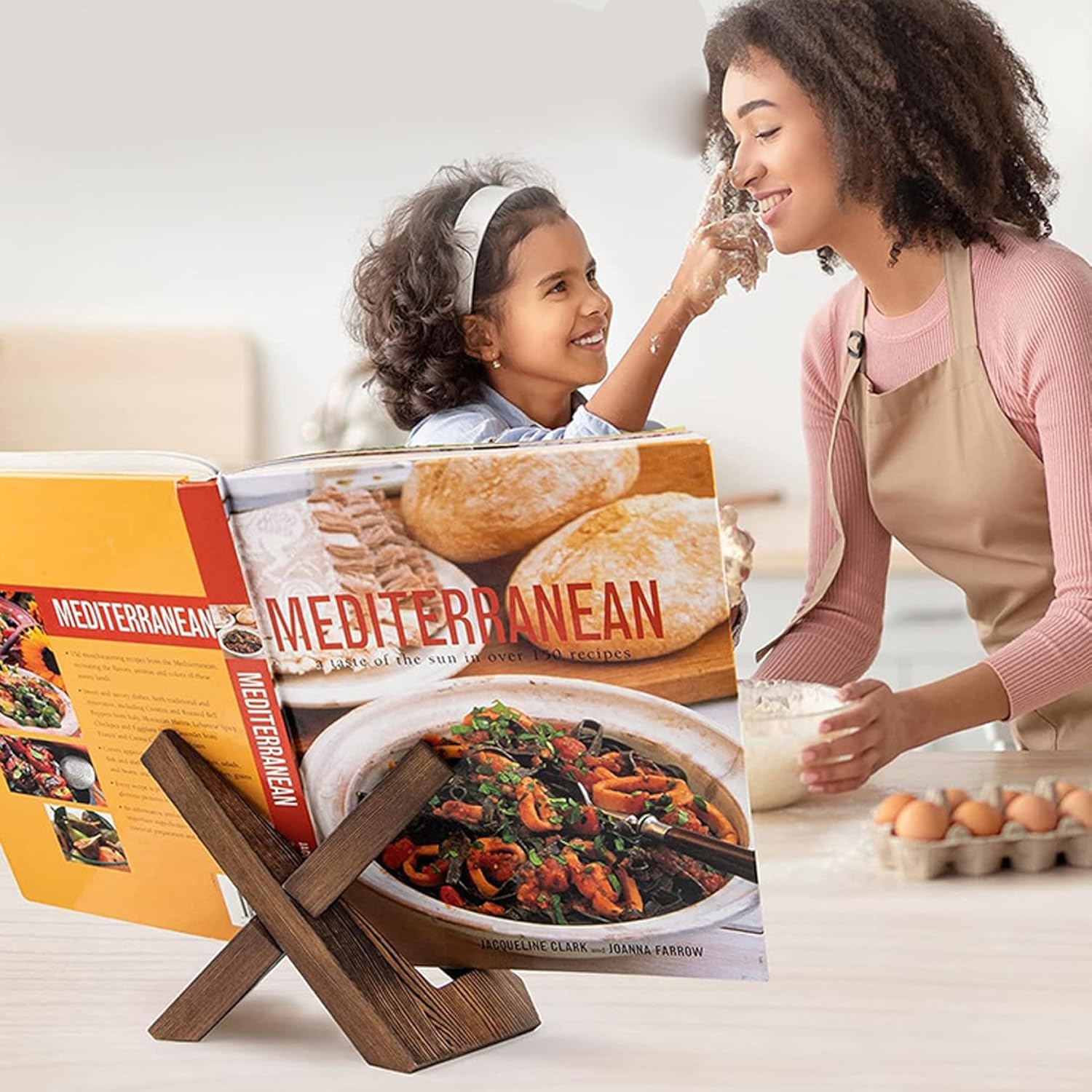 Wedhapy Cookbook Stand Wooden Recipe Book Holder