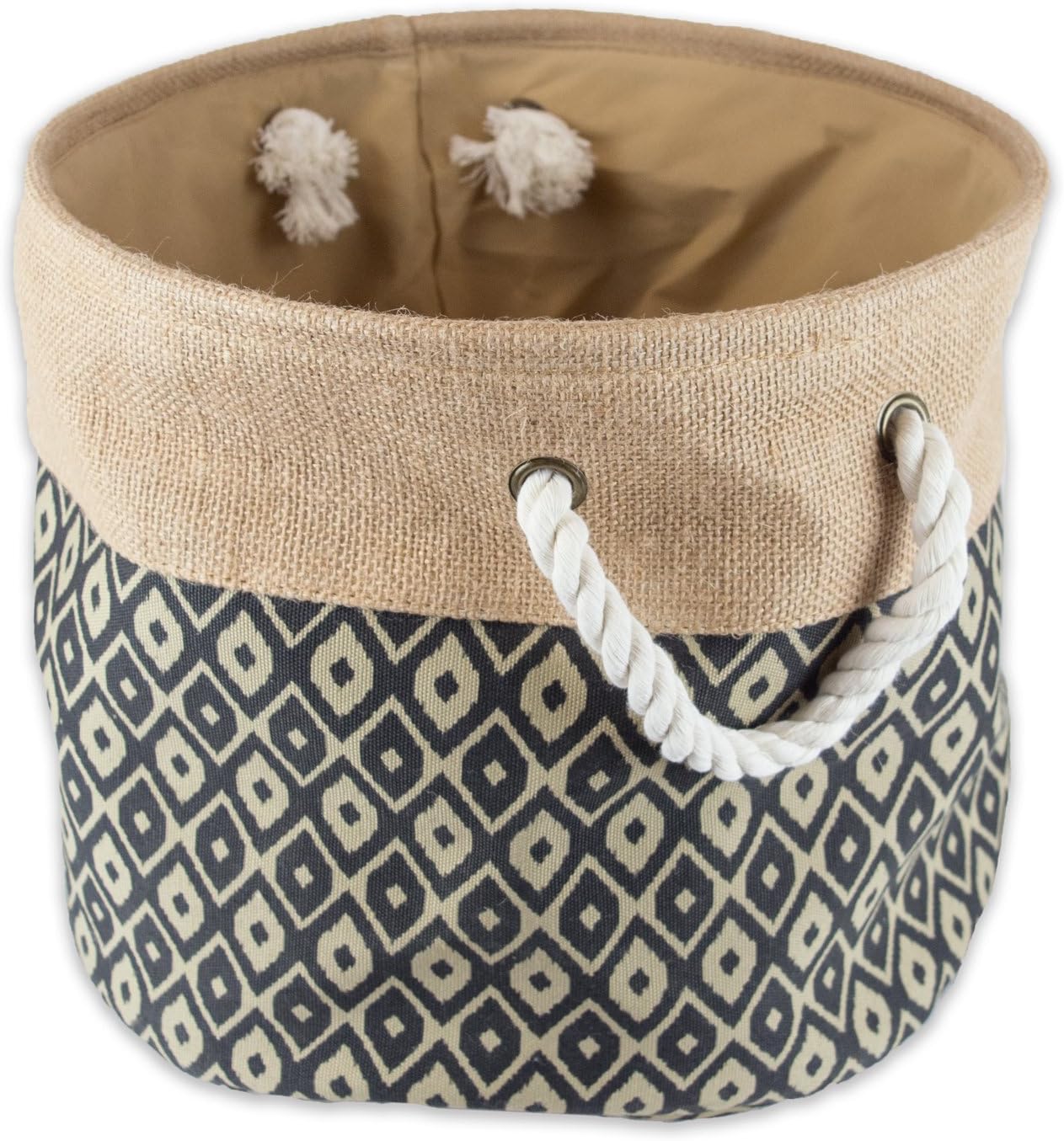 DII Collapsible Black Burlap Ikat Storage Bin