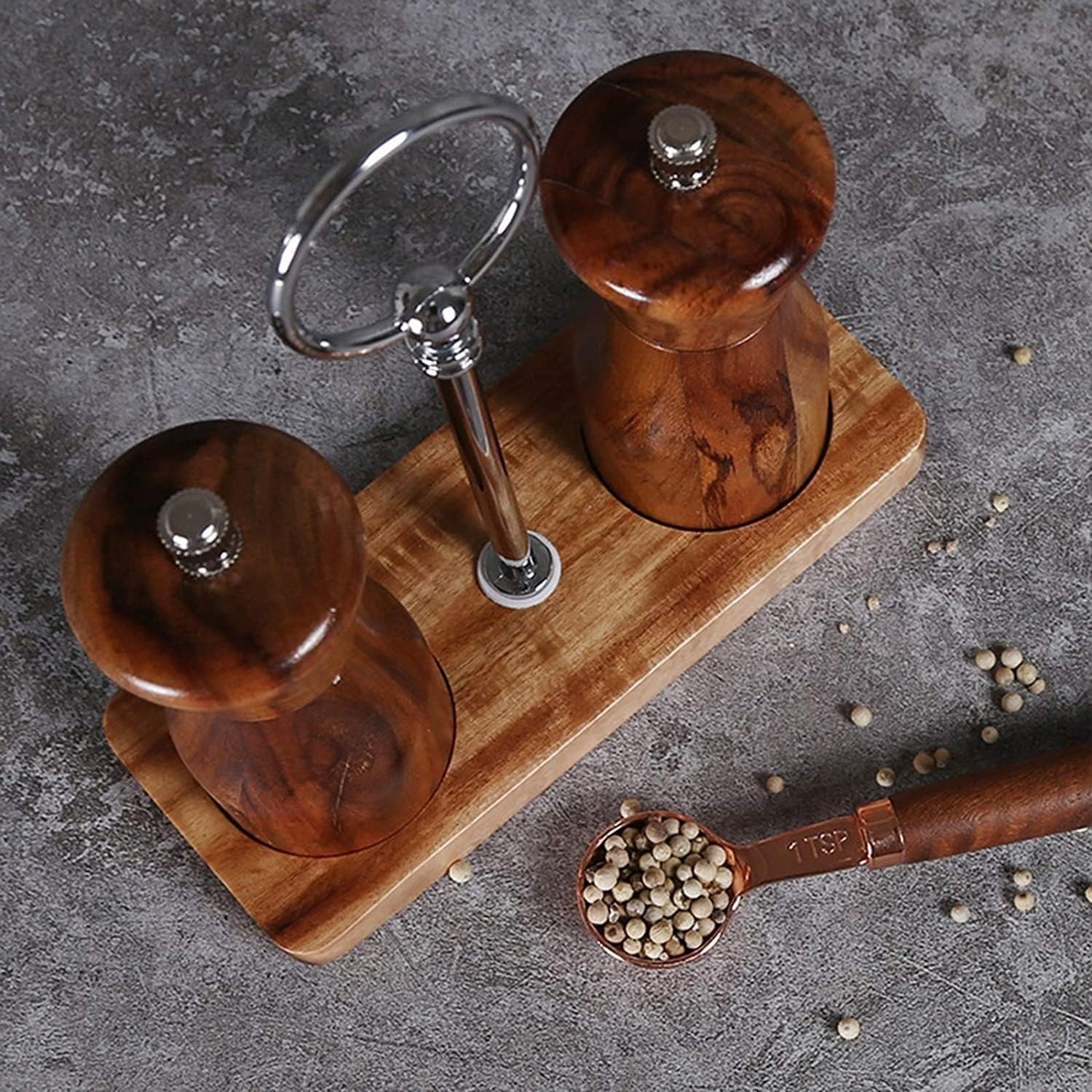 Adjustable Wooden Salt Pepper Mill Set 2-Piece