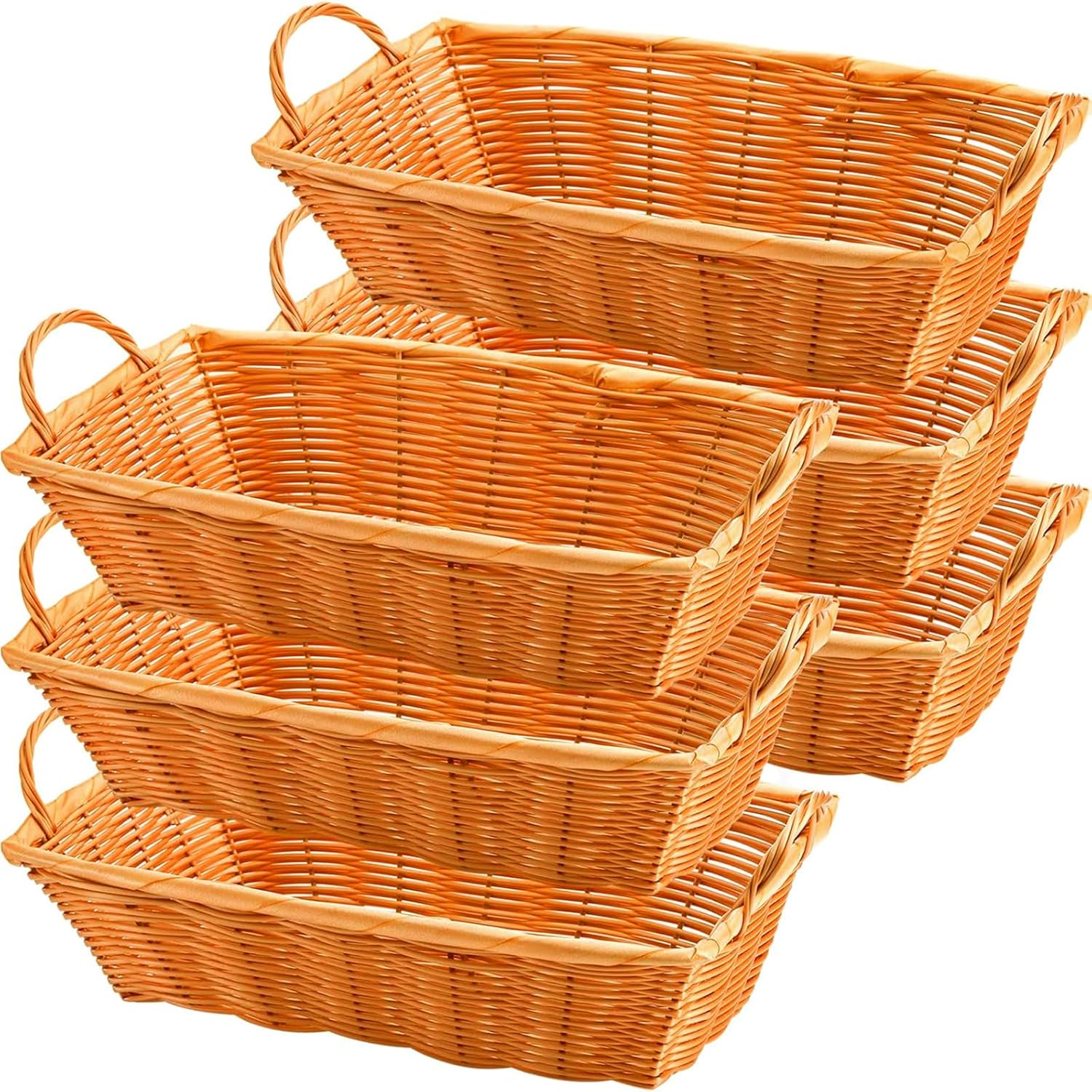 Yesland 6 Pcs Poly Wicker Bread Baskets with Handle