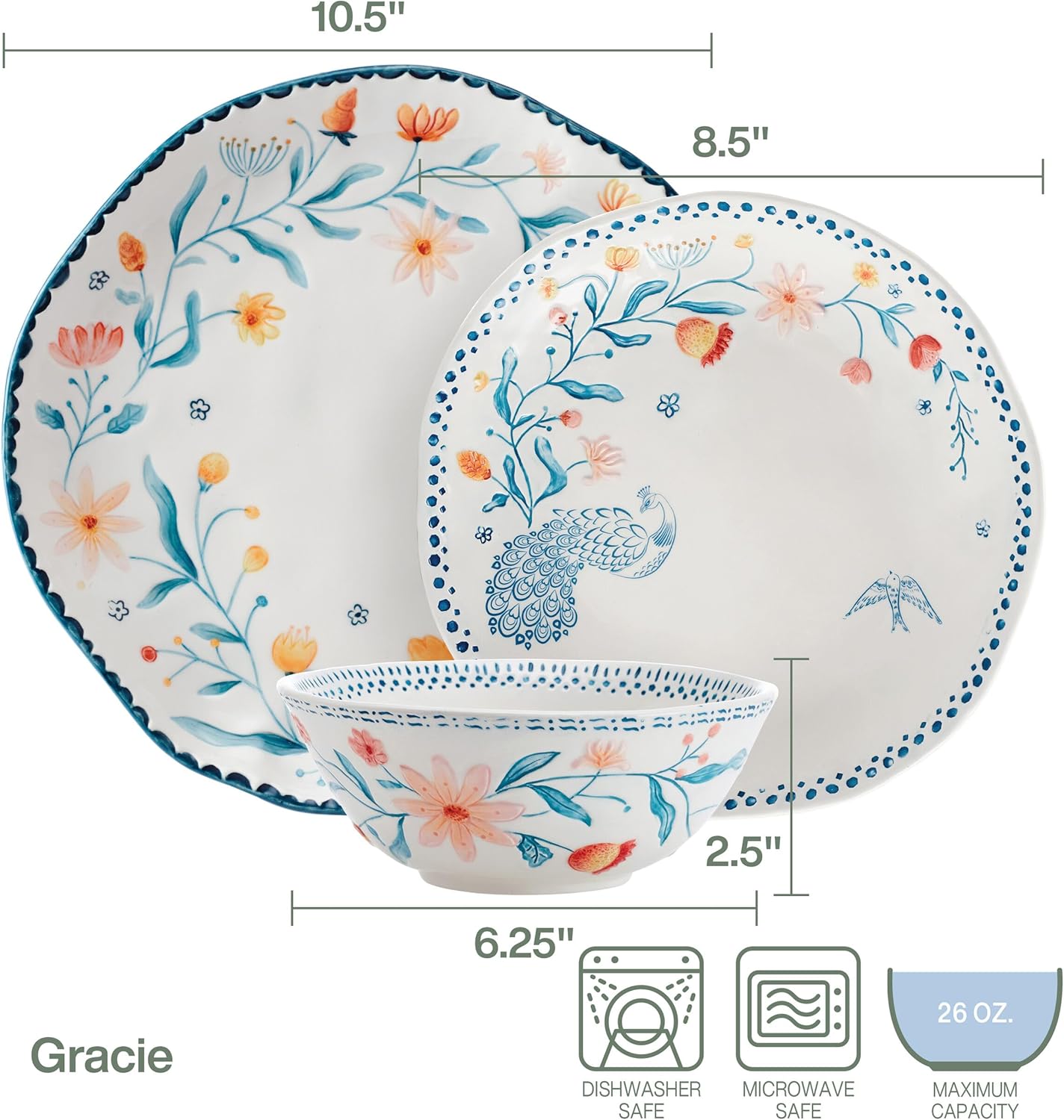 Fitz and Floyd Gracie Floral 12-Piece Dinnerware Set