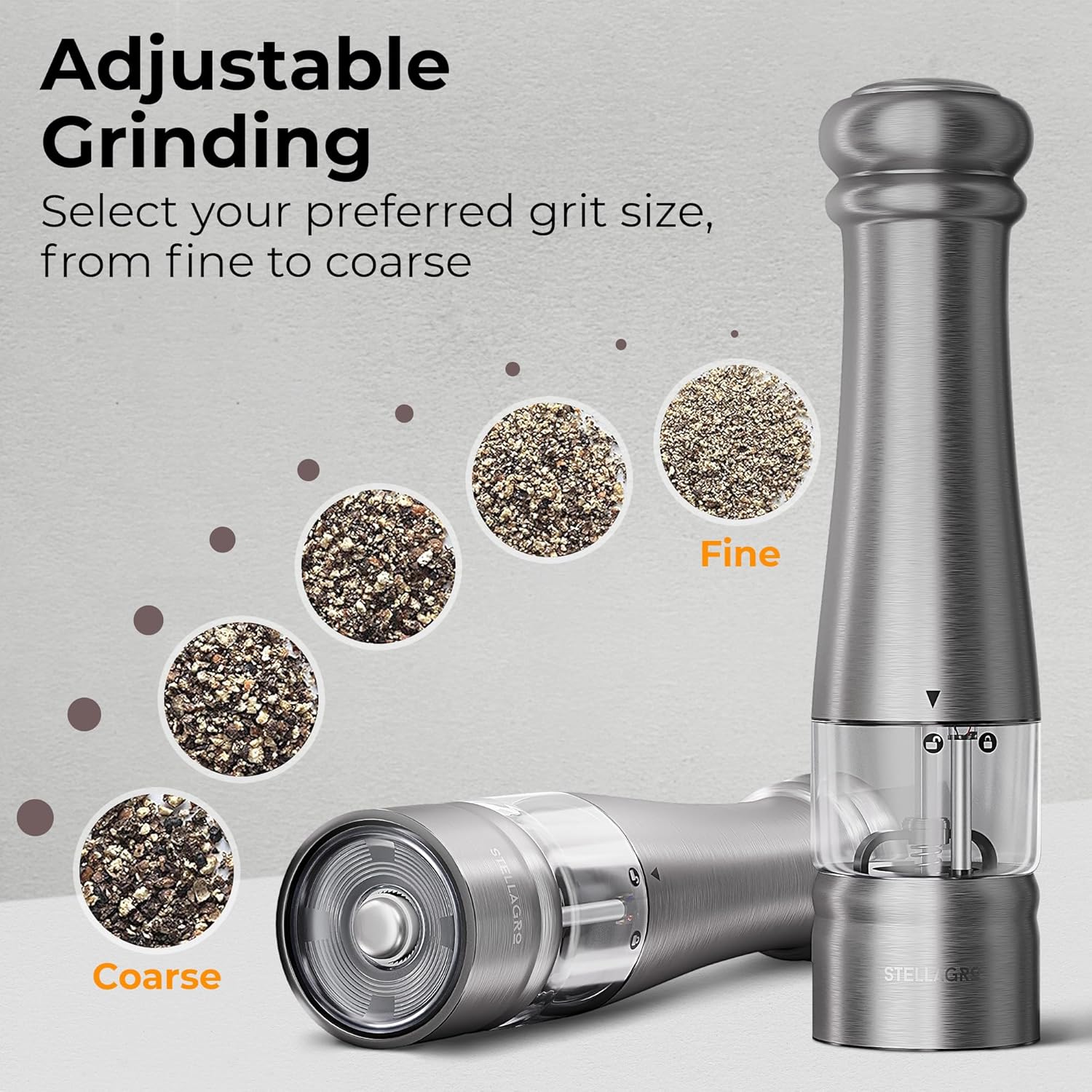 Stellegro Electric Salt Pepper Grinder Set