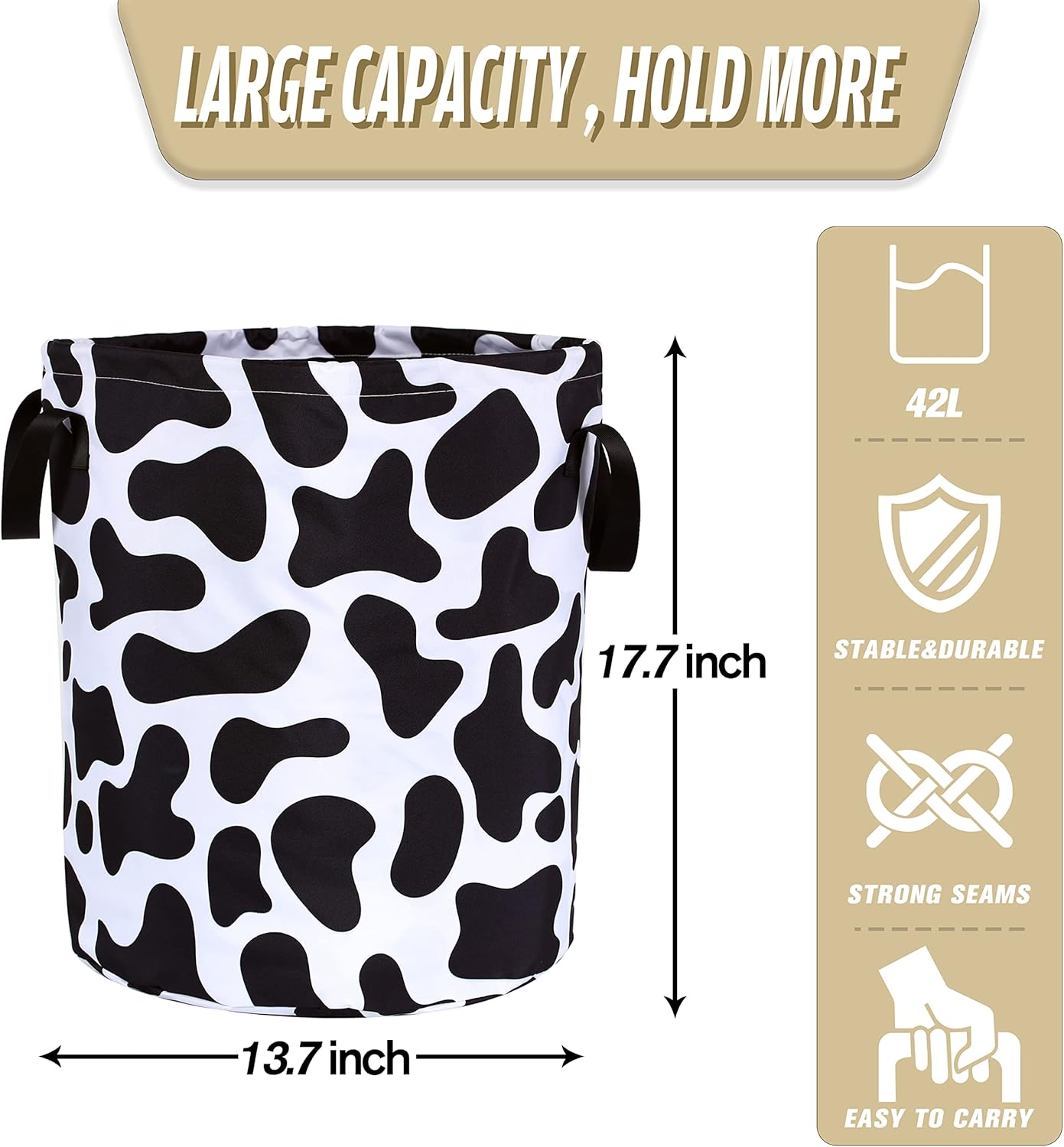 NUTAINLA Cow Print Foldable Laundry Basket
