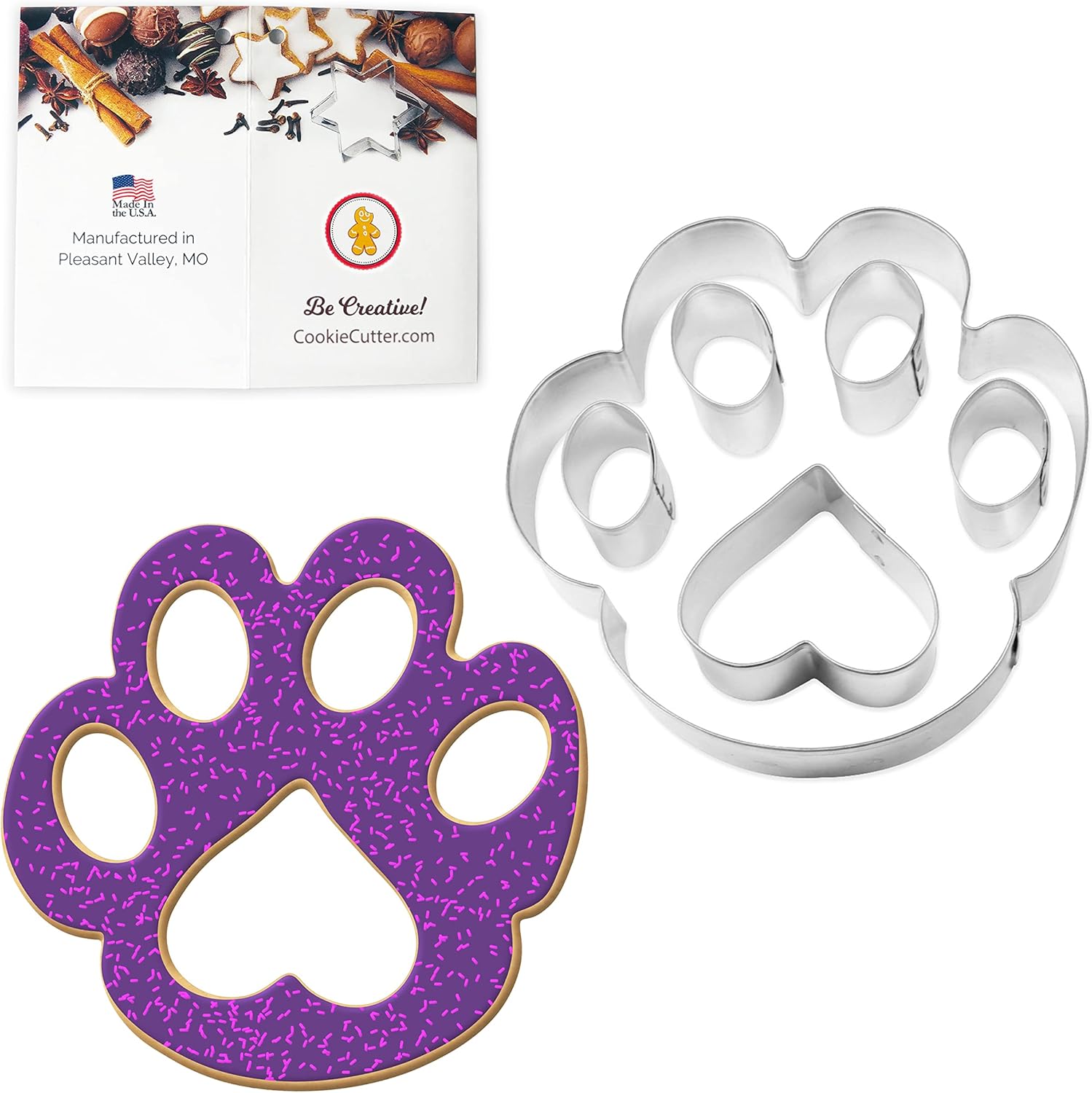 Foose 6-Piece Paw Print Cookie Cutter Set with Recipe Card
