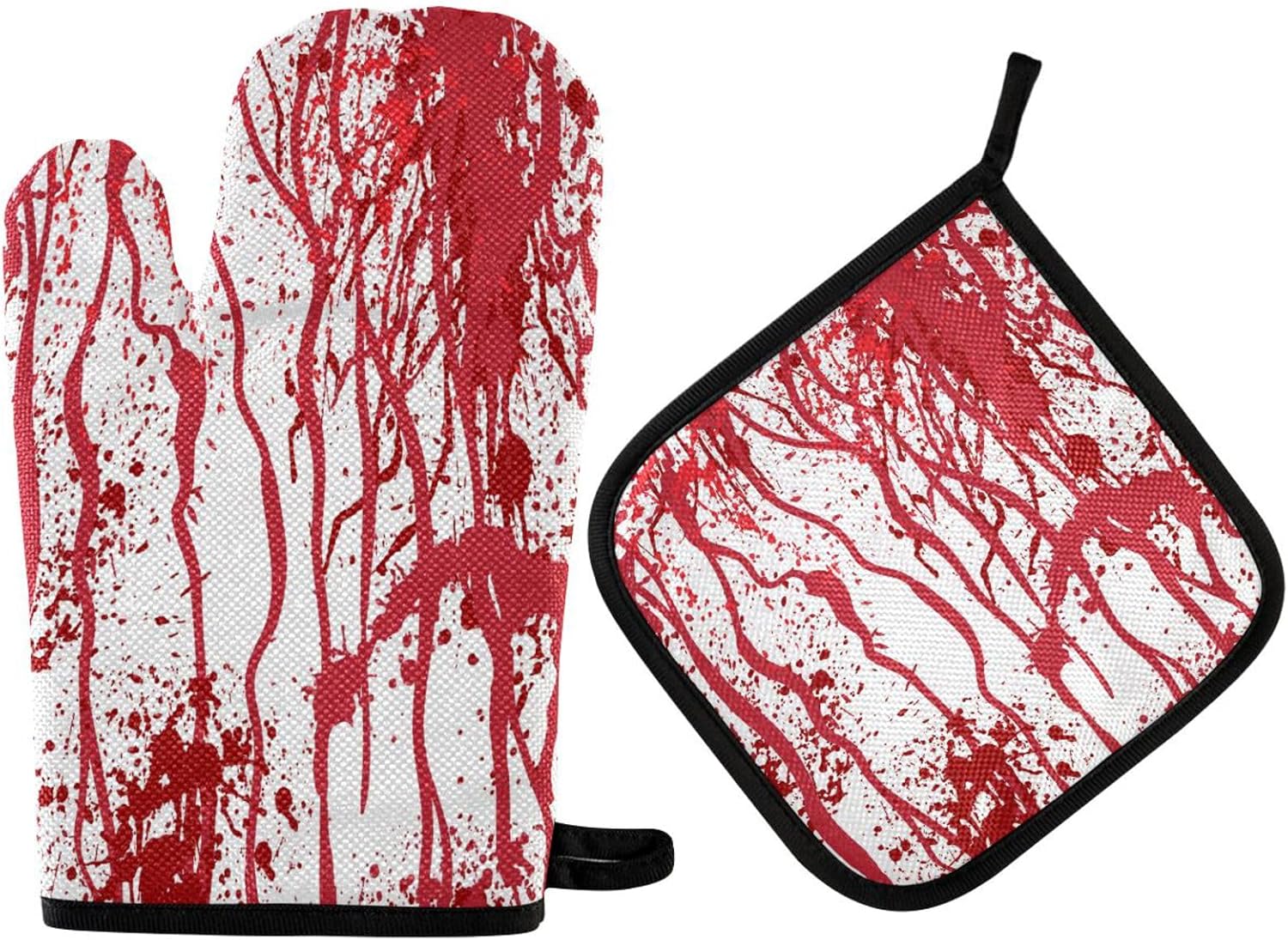 QUGRL Custom Halloween Blood Oven Mitt Set