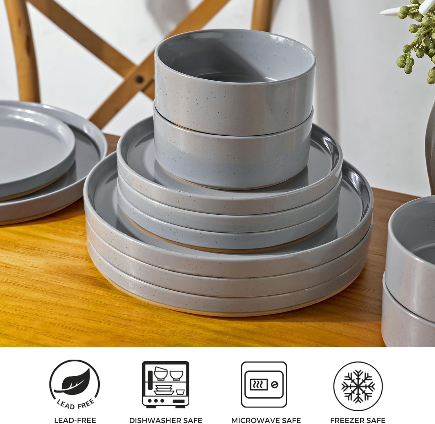 AmorArc 24PCS Rustic Ceramic Dinnerware Set