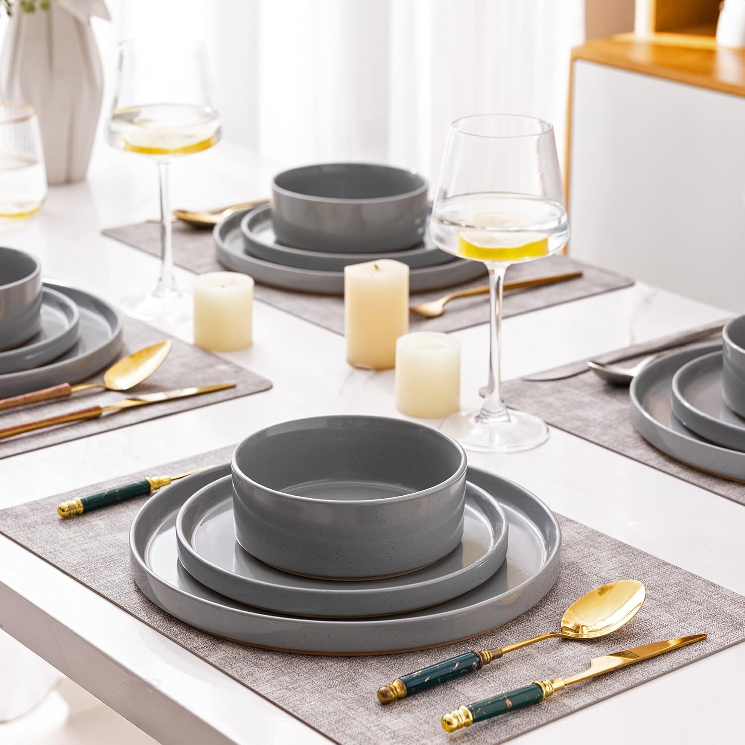 AmorArc 24PCS Rustic Ceramic Dinnerware Set