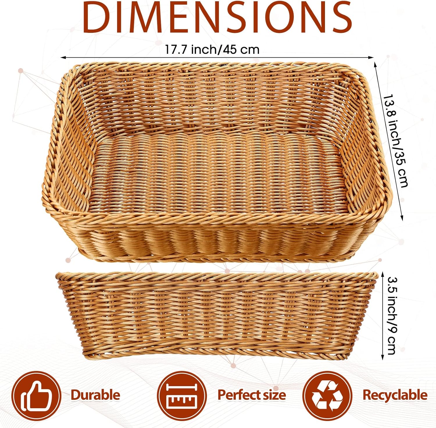 Irenare 6 Pcs Poly Wicker Bread Baskets