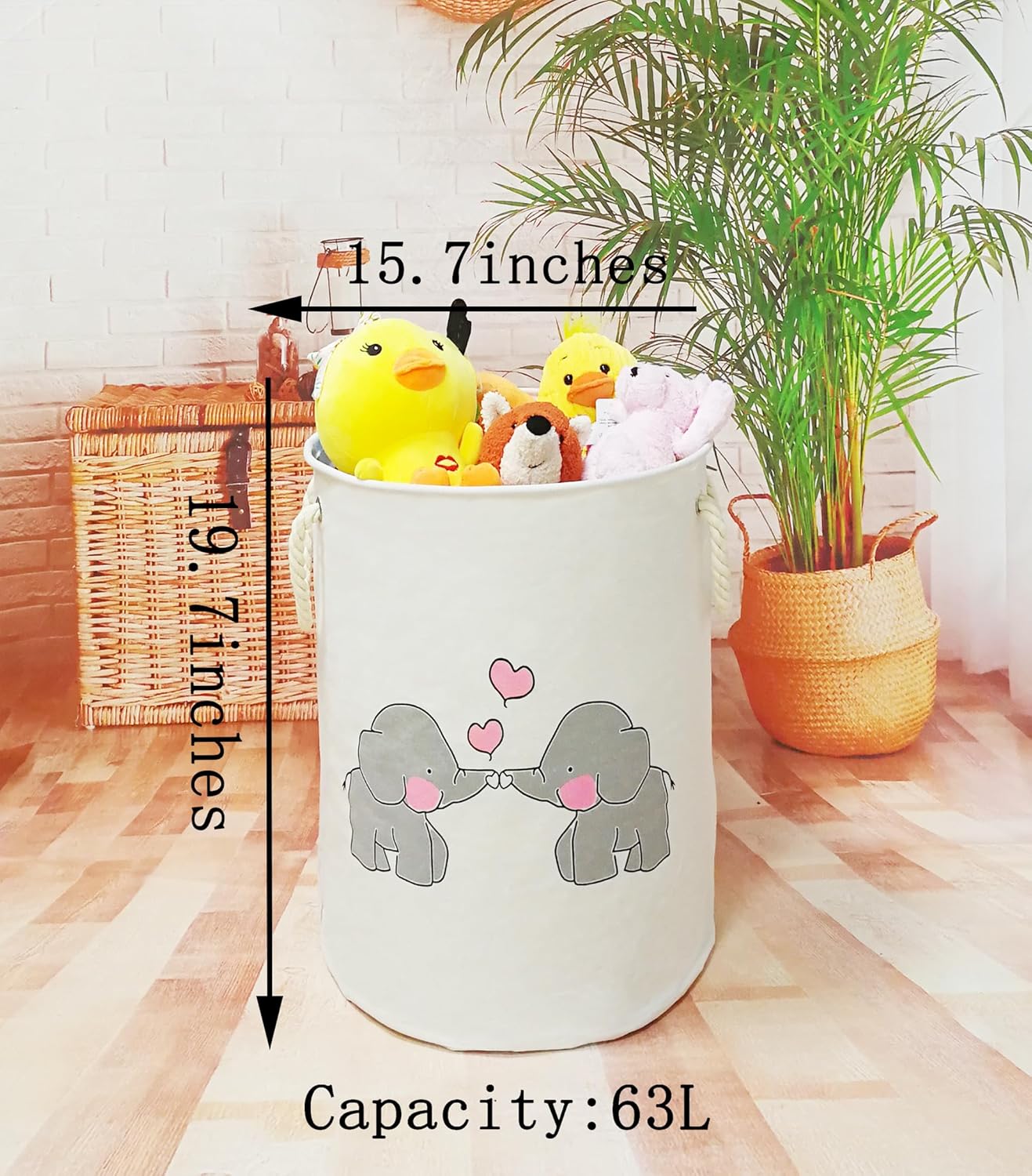 VAIVUSTO Round Laundry Basket for Kids