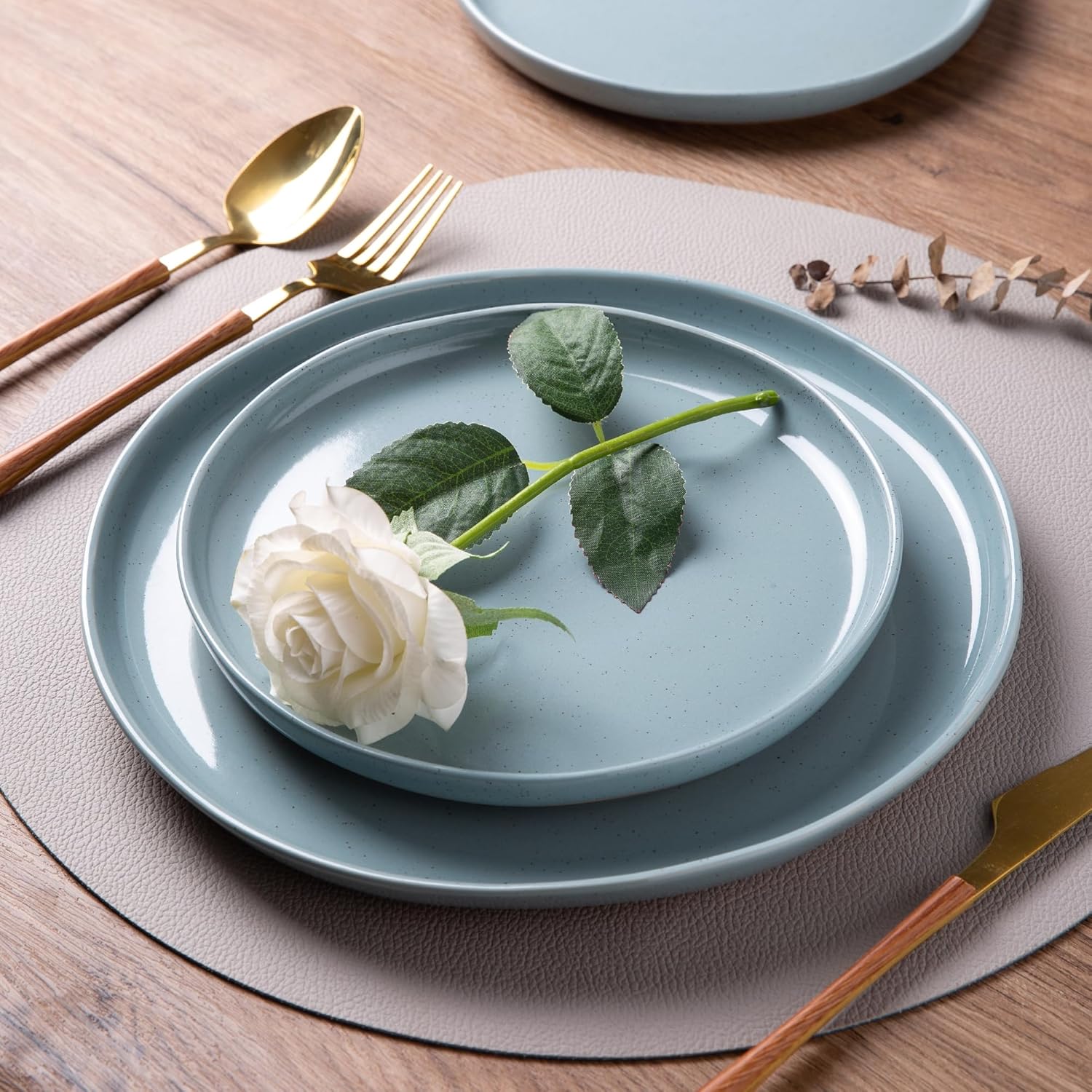 AmorArc Stone Blue Dinnerware Set for 6 18 Pieces