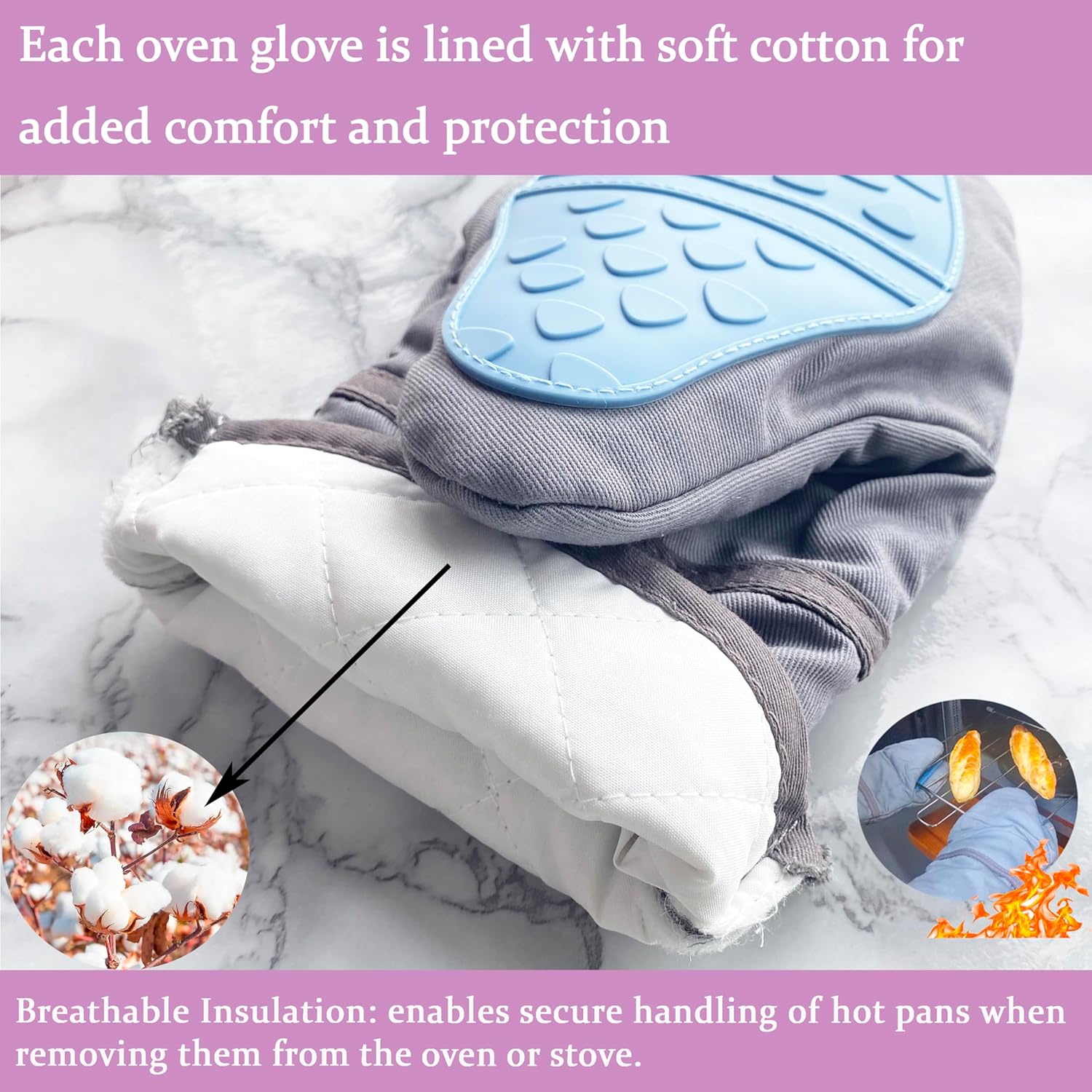 Tessie Jessie Extra Long Heat-Resistant Oven Mitts Set of 2