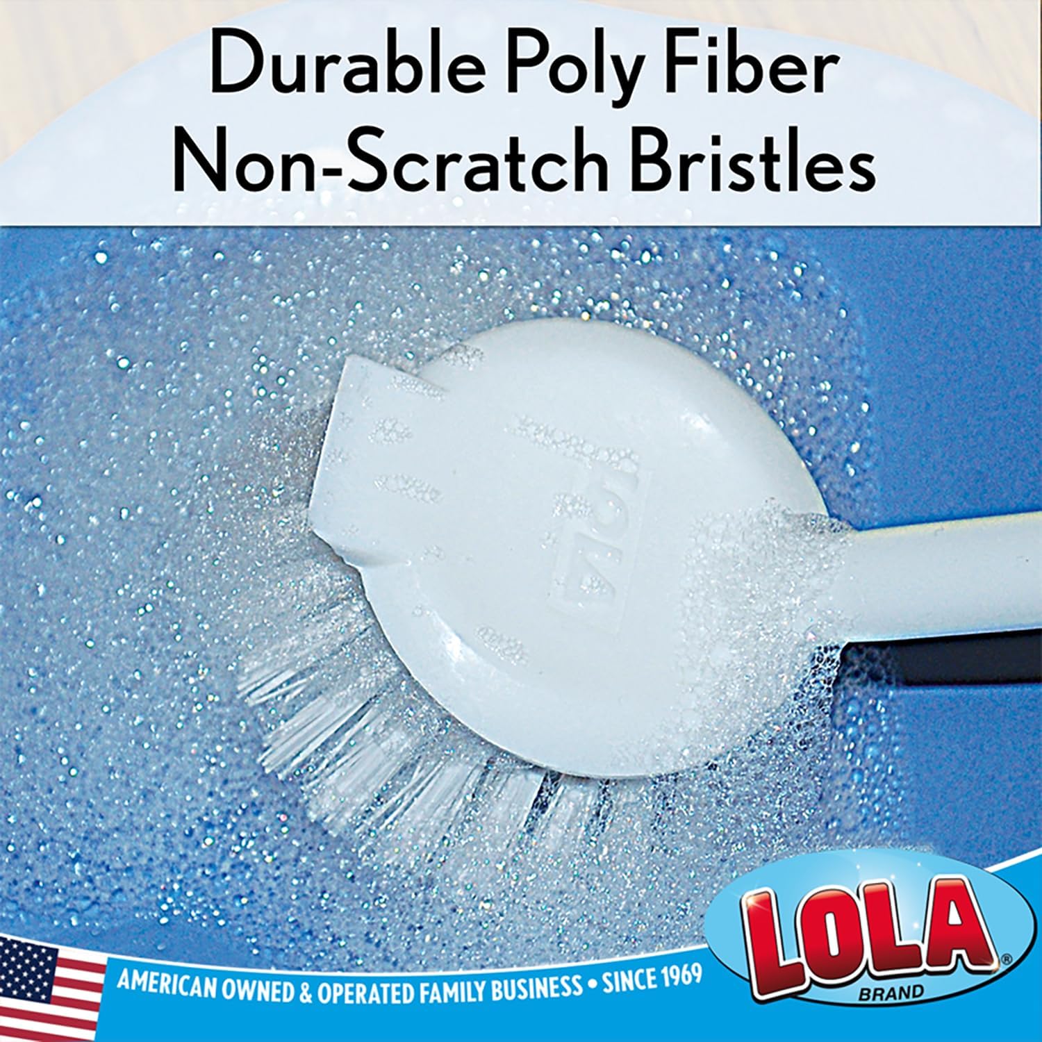 Lola Dish Brush with Scraper Non-Slip Handle 1 Pack