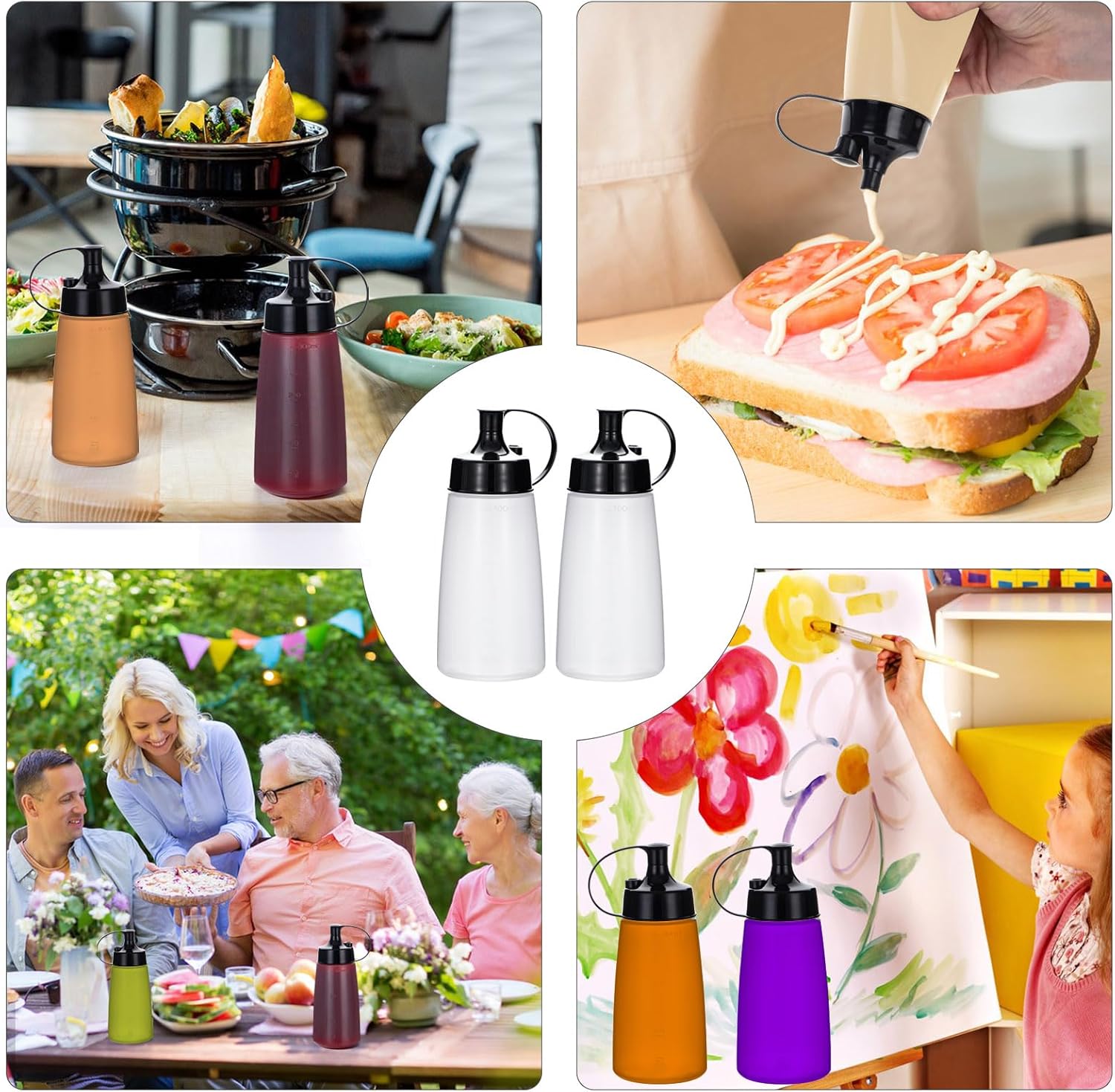 Uceoo 300ml Condiment Squeeze Bottles 2 Pack