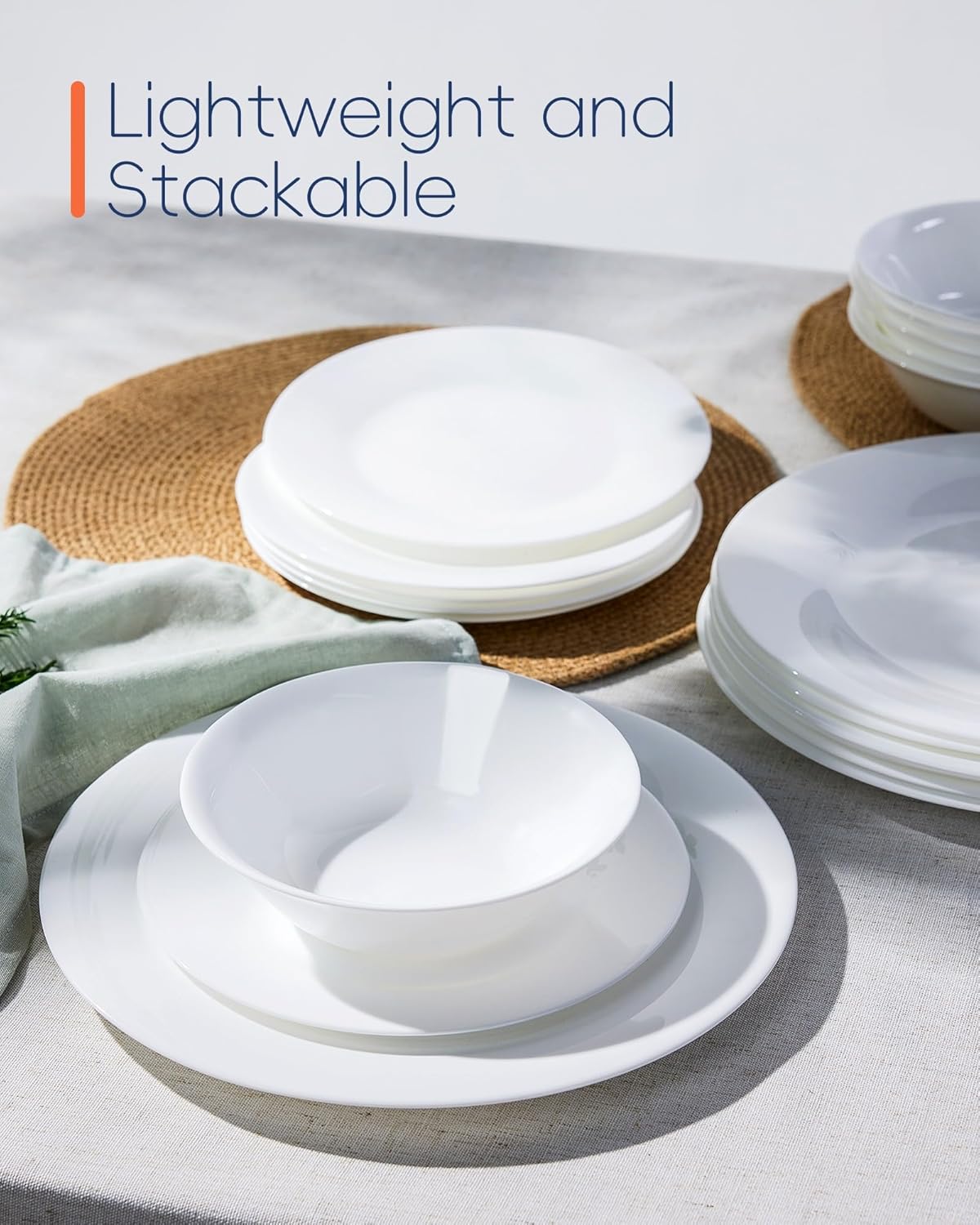 LaGlint 18-Piece Opal Glass Dinnerware Set