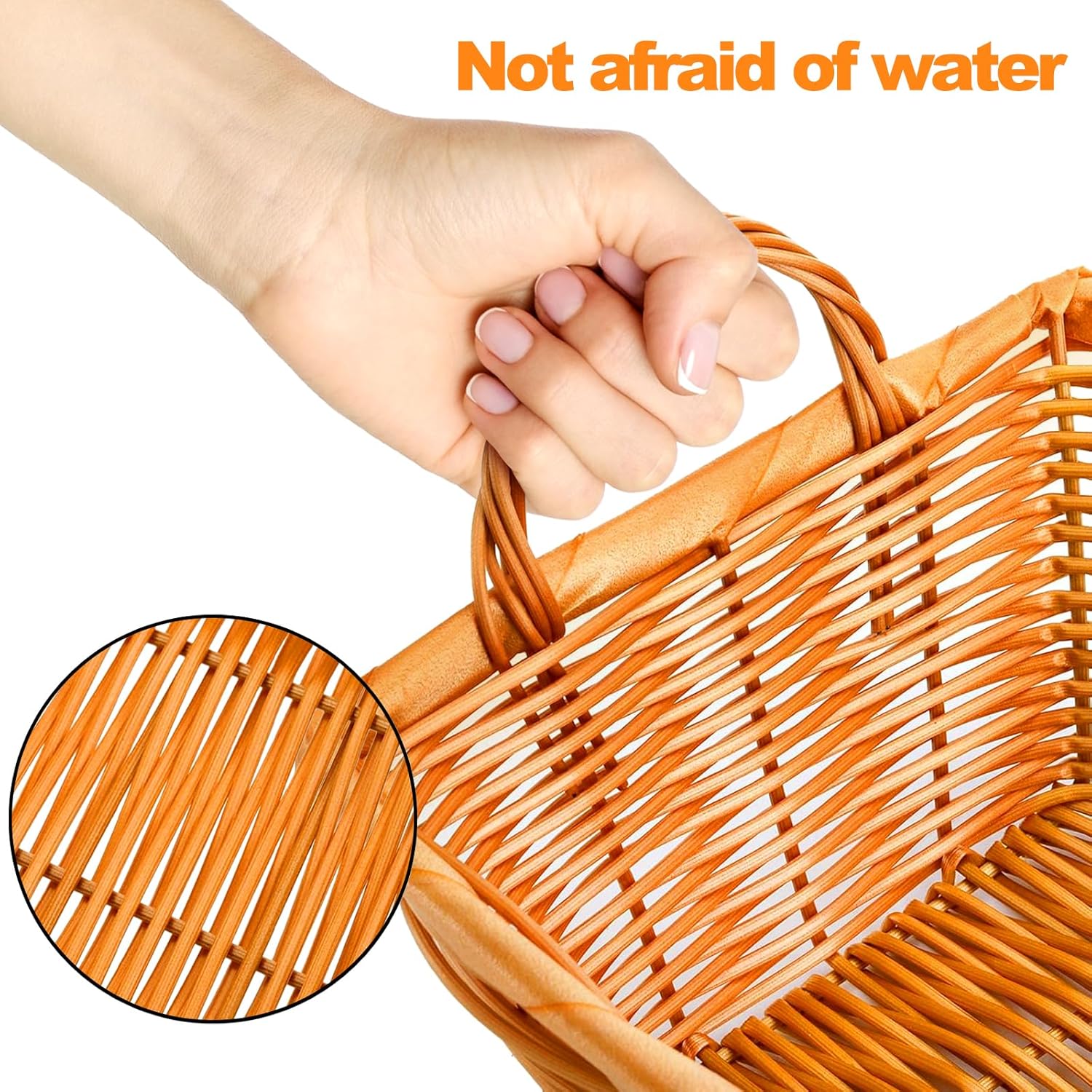 Yesland 6 Pcs Poly Wicker Bread Baskets with Handle