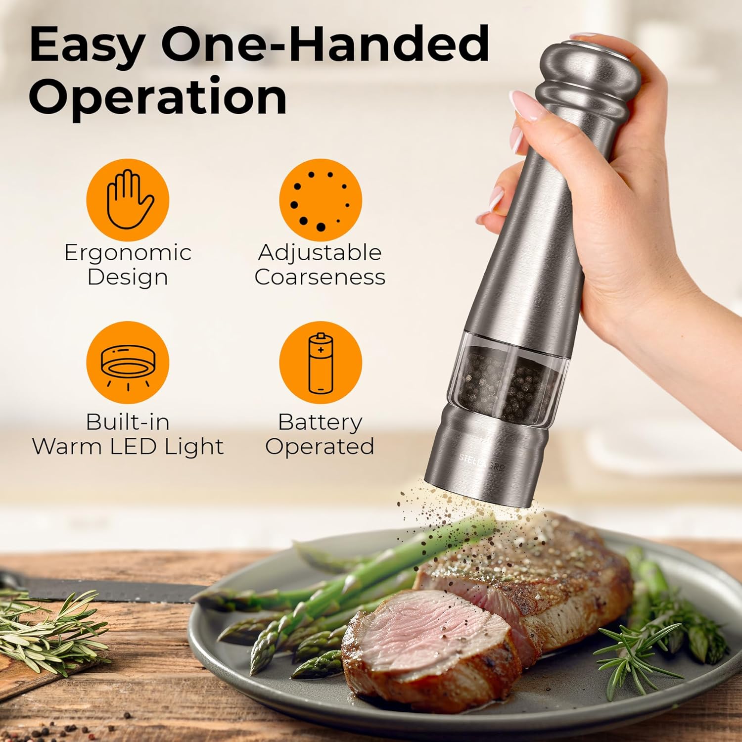 Stellegro Electric Salt Pepper Grinder Set