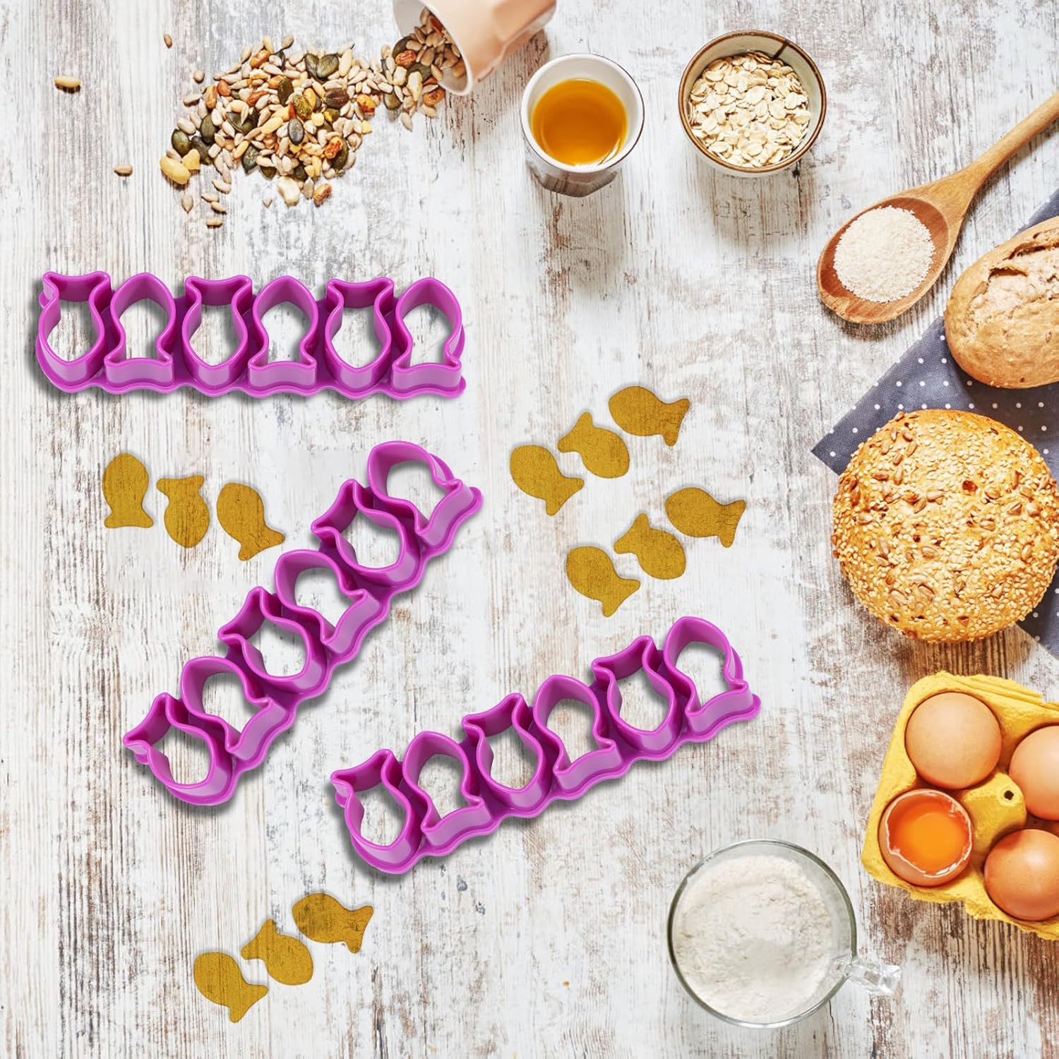 3Pcs Mini Plastic Cookie Cutter - Fish Shape Purple