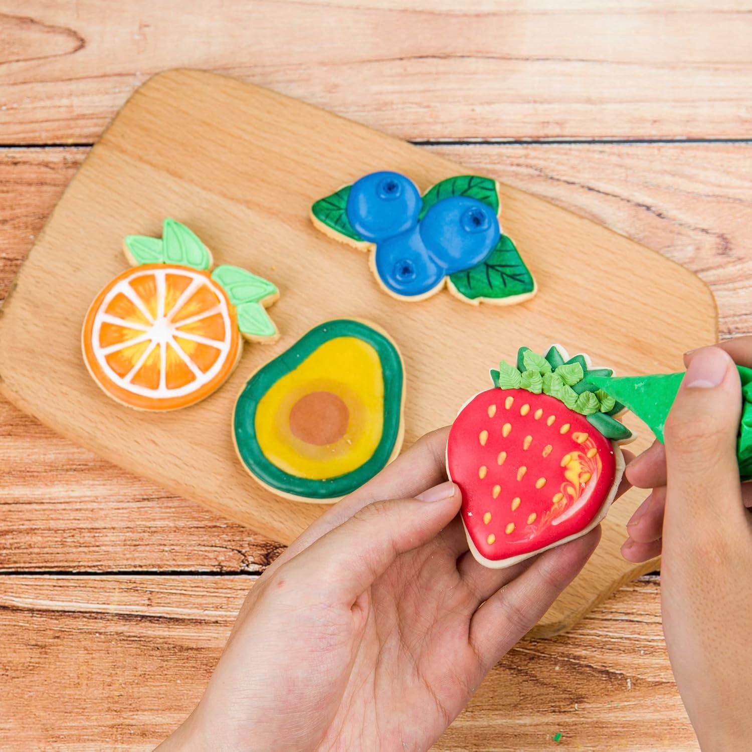 Flycalf Fruit Cookie Cutters with Stamper Set
