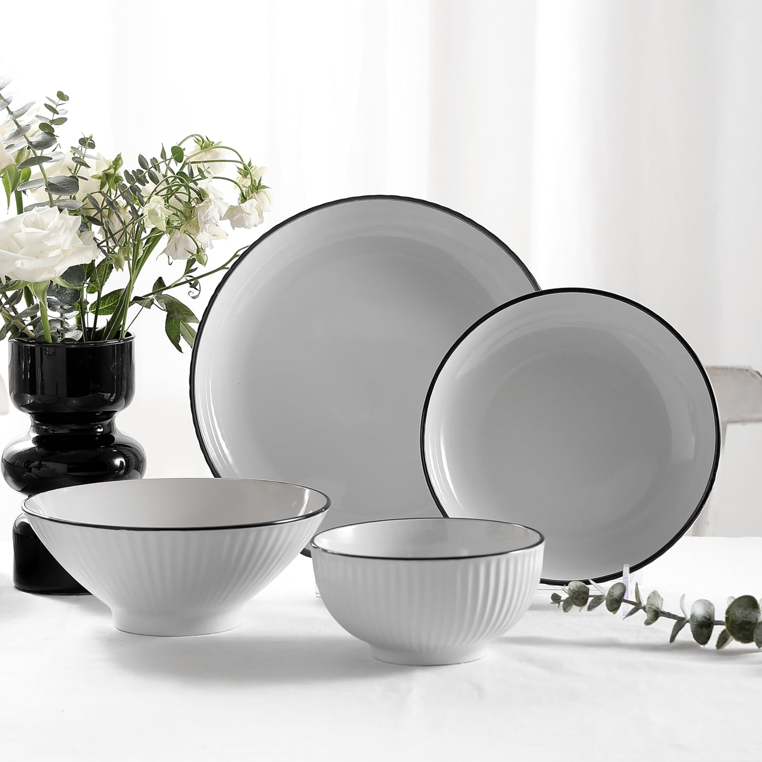 Christian Siriano Lustra Dinnerware Set for 4 16-Piece Stoneware