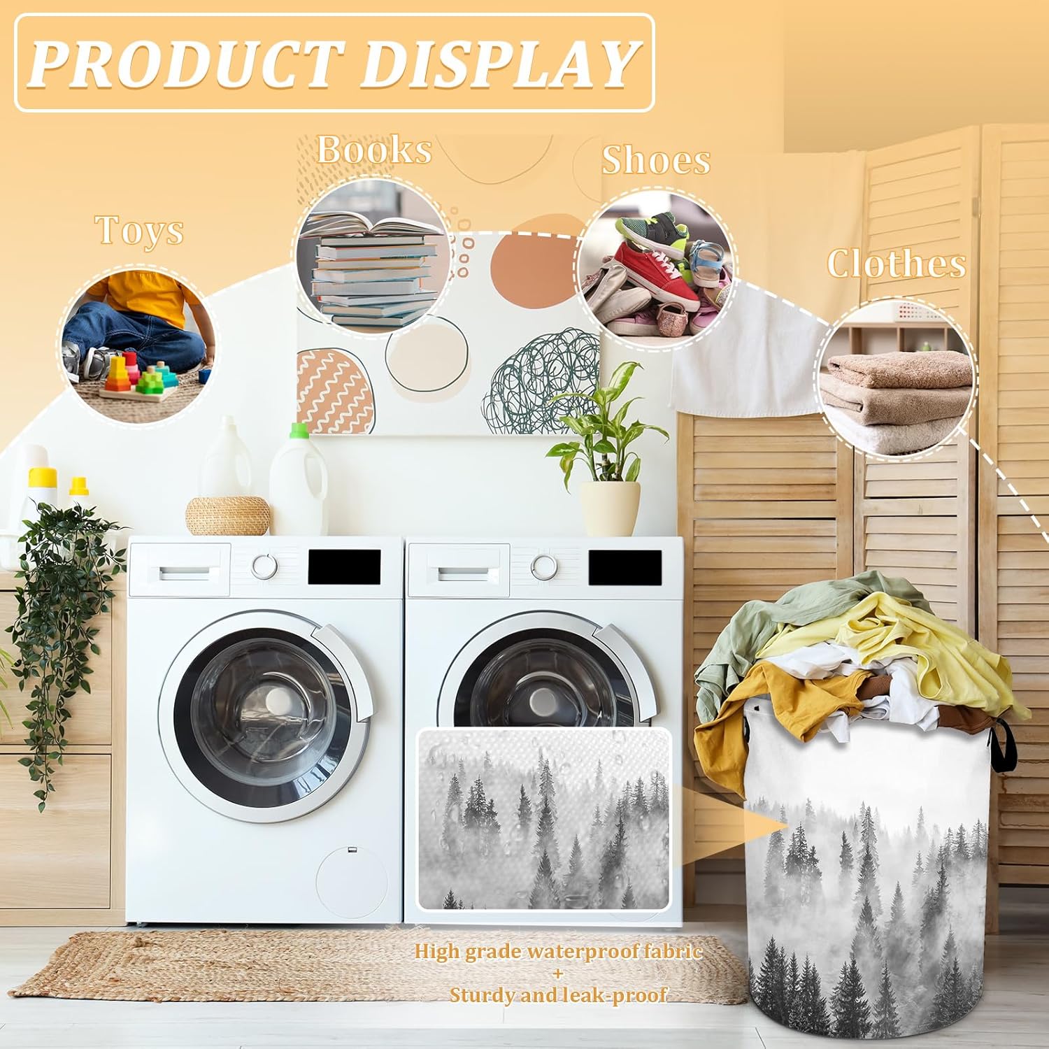Misty Foggy Mountain Laundry Basket - Foldable Waterproof Oxford