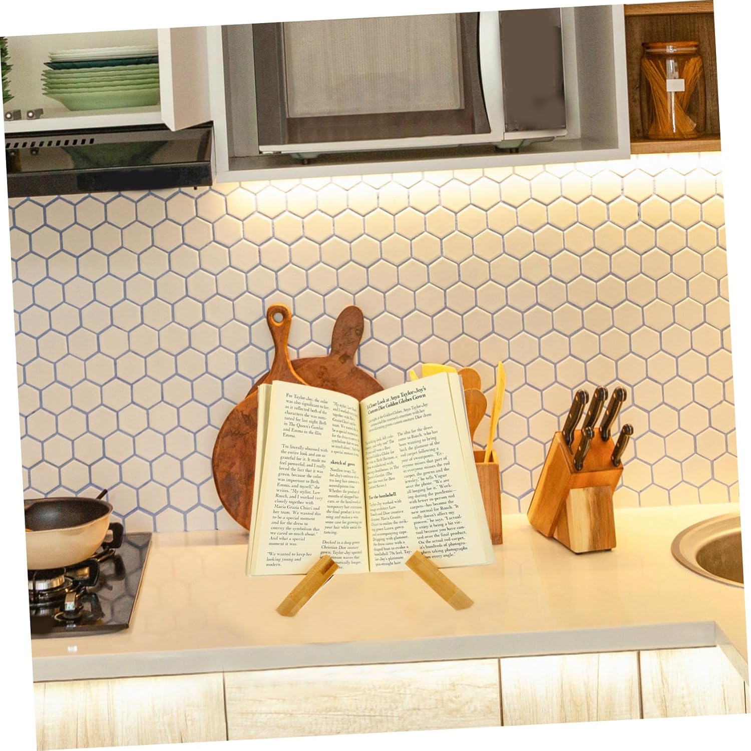 VOSAREA Portable Book Rack Lightweight Wooden Recipe Stand for Home