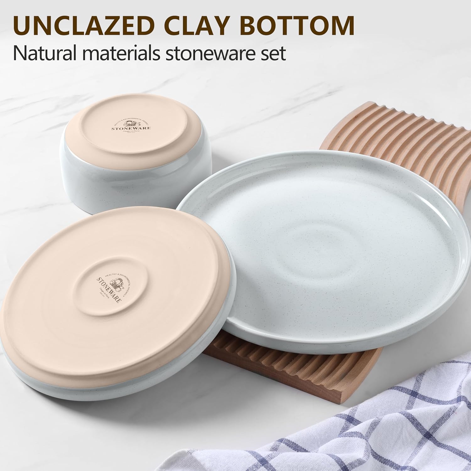 LIANYU 12-Piece Stoneware Dinnerware Set for 4