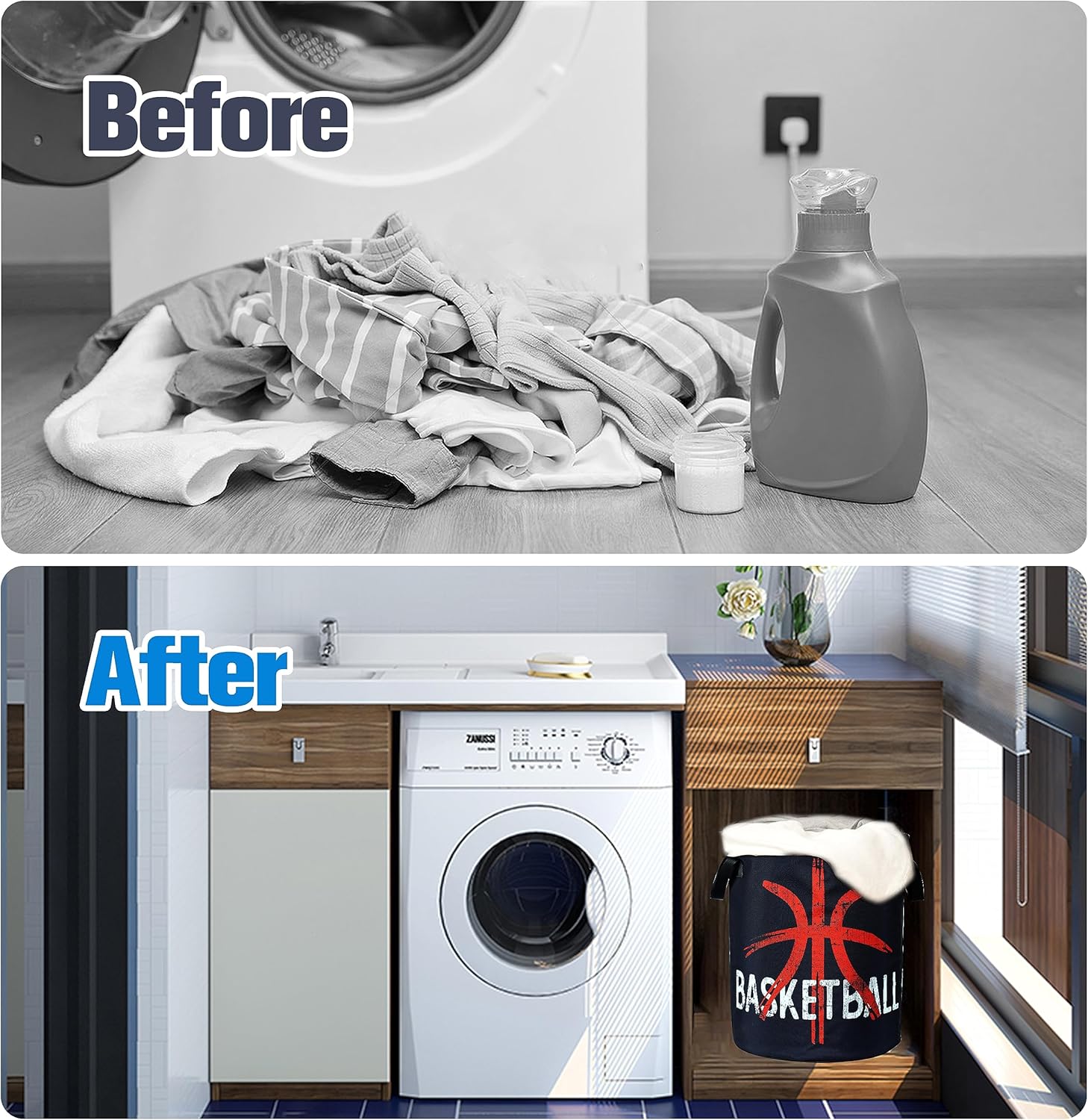 NUTAINLA Foldable Laundry Basket with Handles
