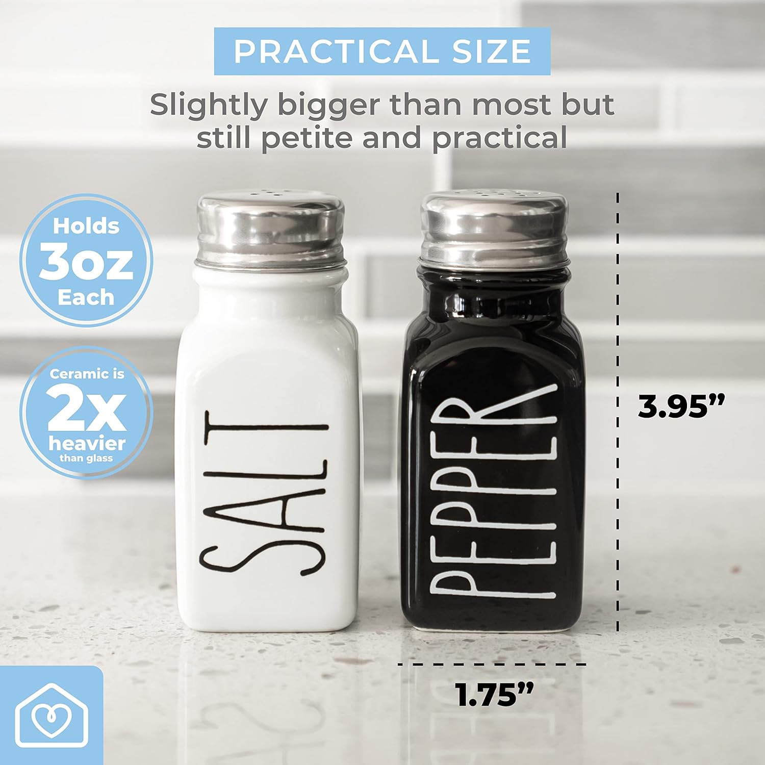 Heartland Home Porcelain Butter Dish with Salt and Pepper Shakers Set 1