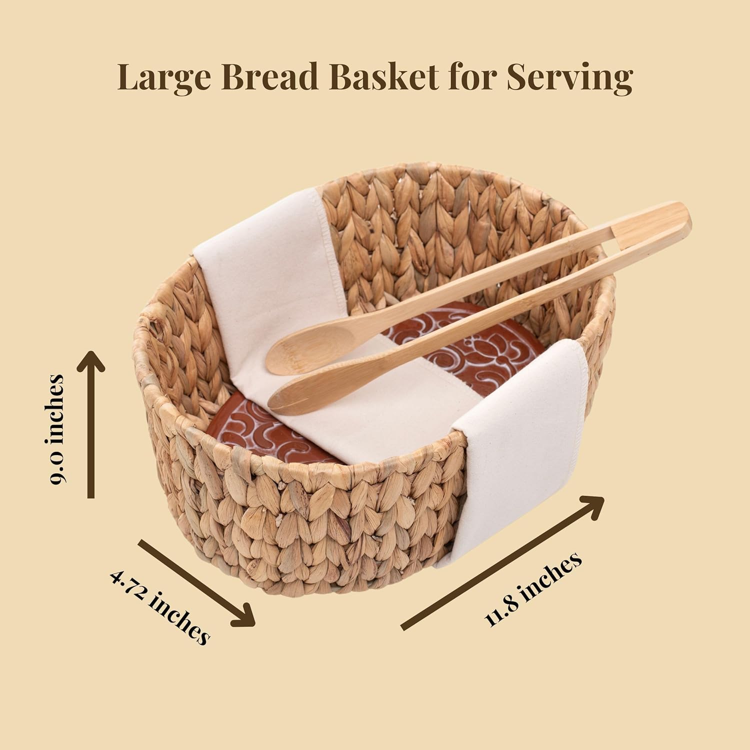 Bread Warmer Basket with Stone - 118x9x472 Inches
