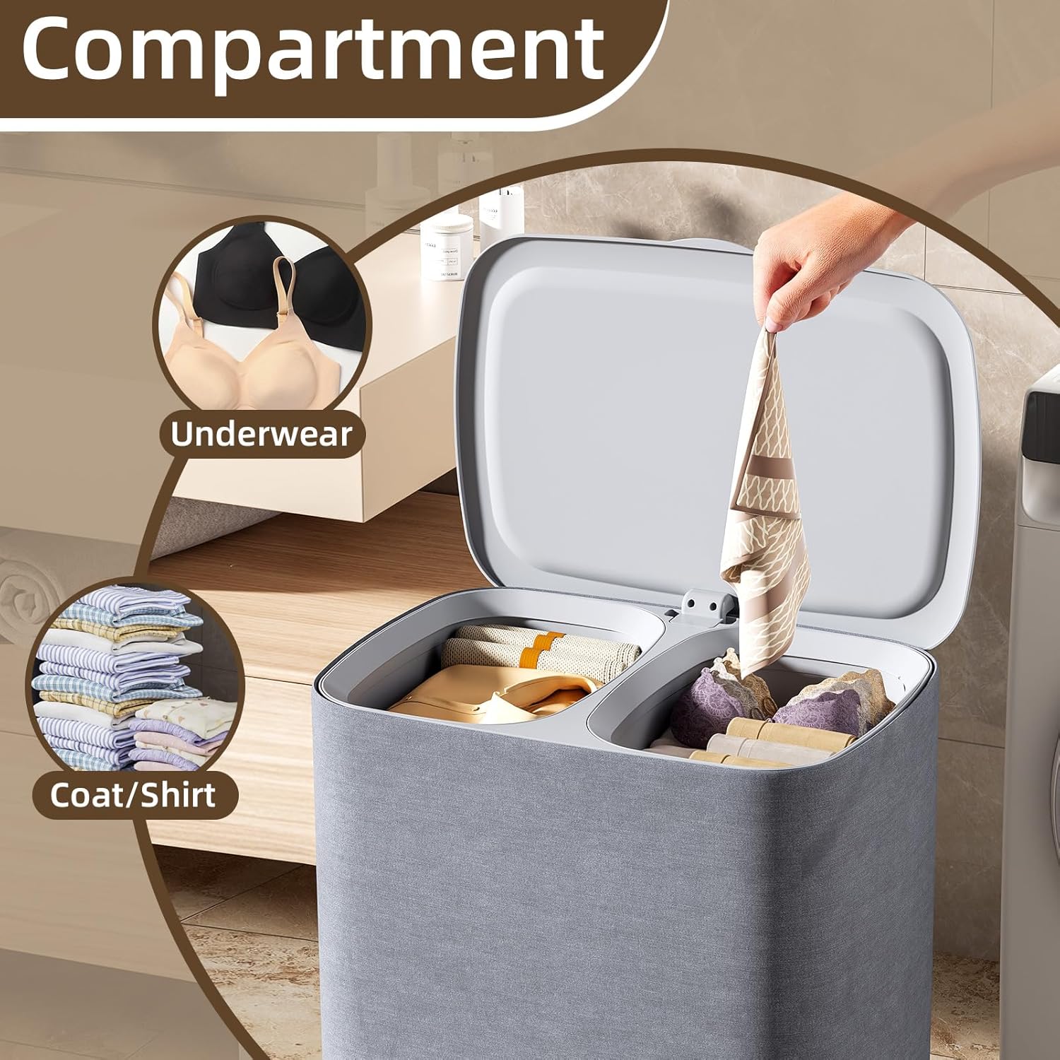 TODAYGO Laundry Hamper with Lid and Wheels 50L 1