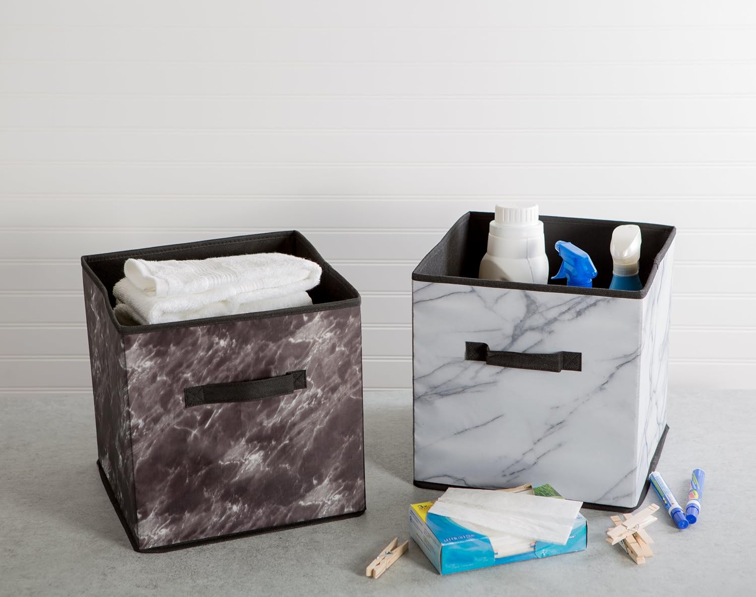 DII Laundry Storage Collection Set of 4 Foldable Bins Black
