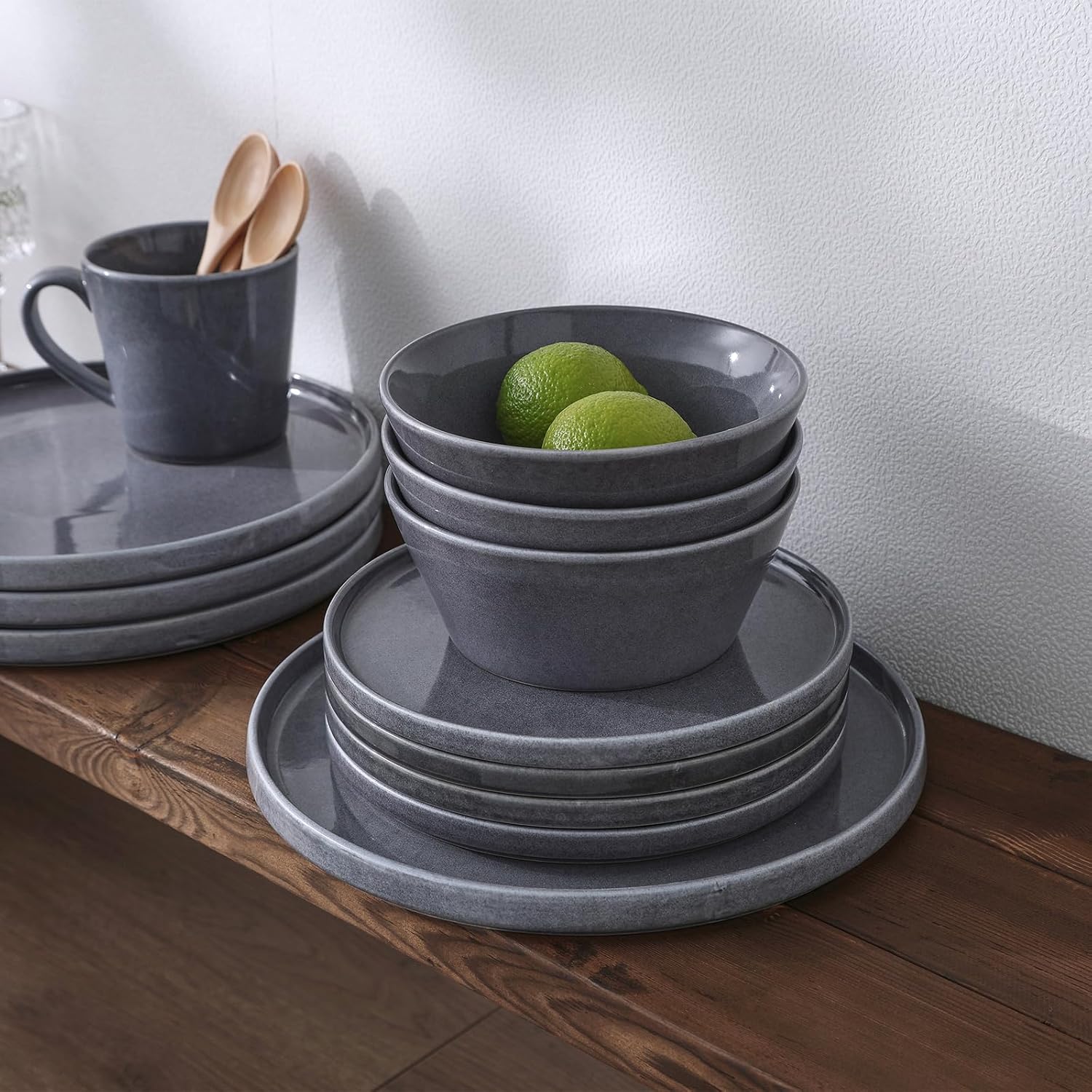 Famiware Annecy Misty-Blue Dinnerware Set for 4