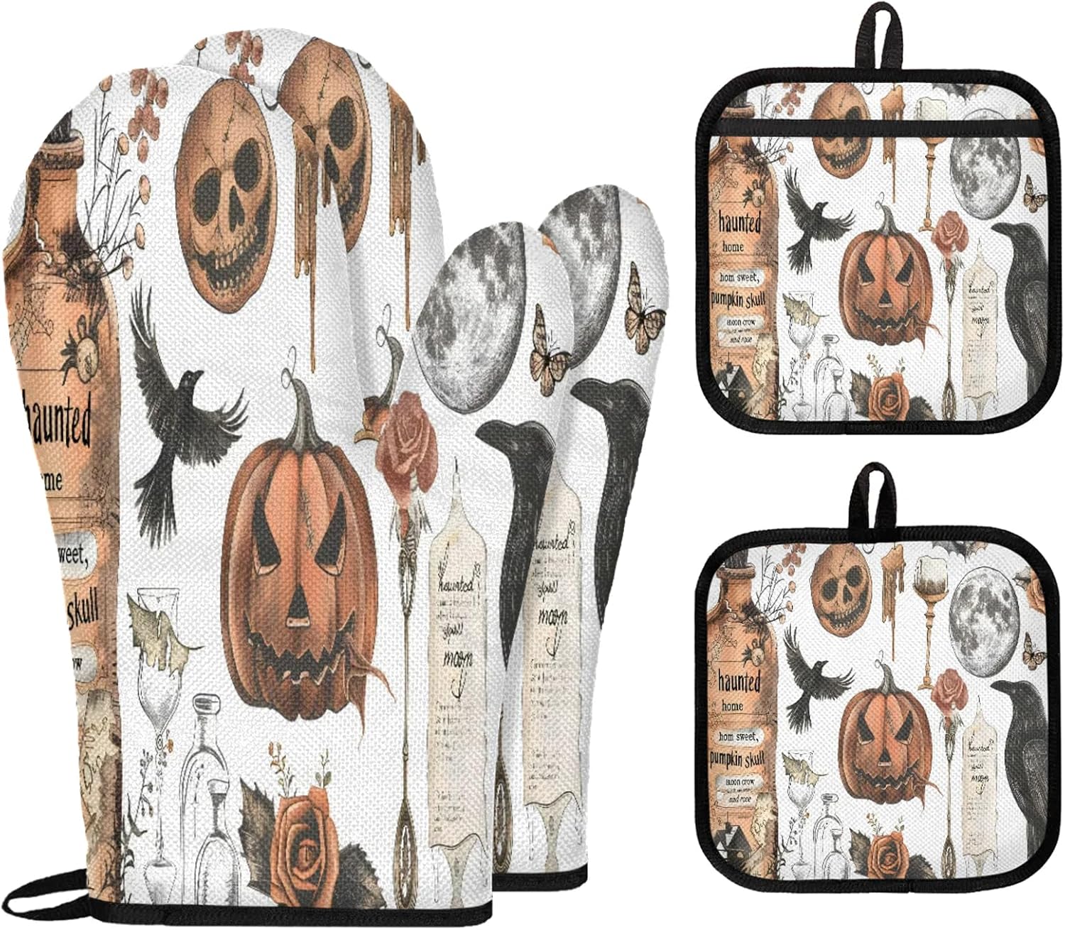 TropicalLife Halloween Oven Mitts and Pot Holders 4Pcs Set 1