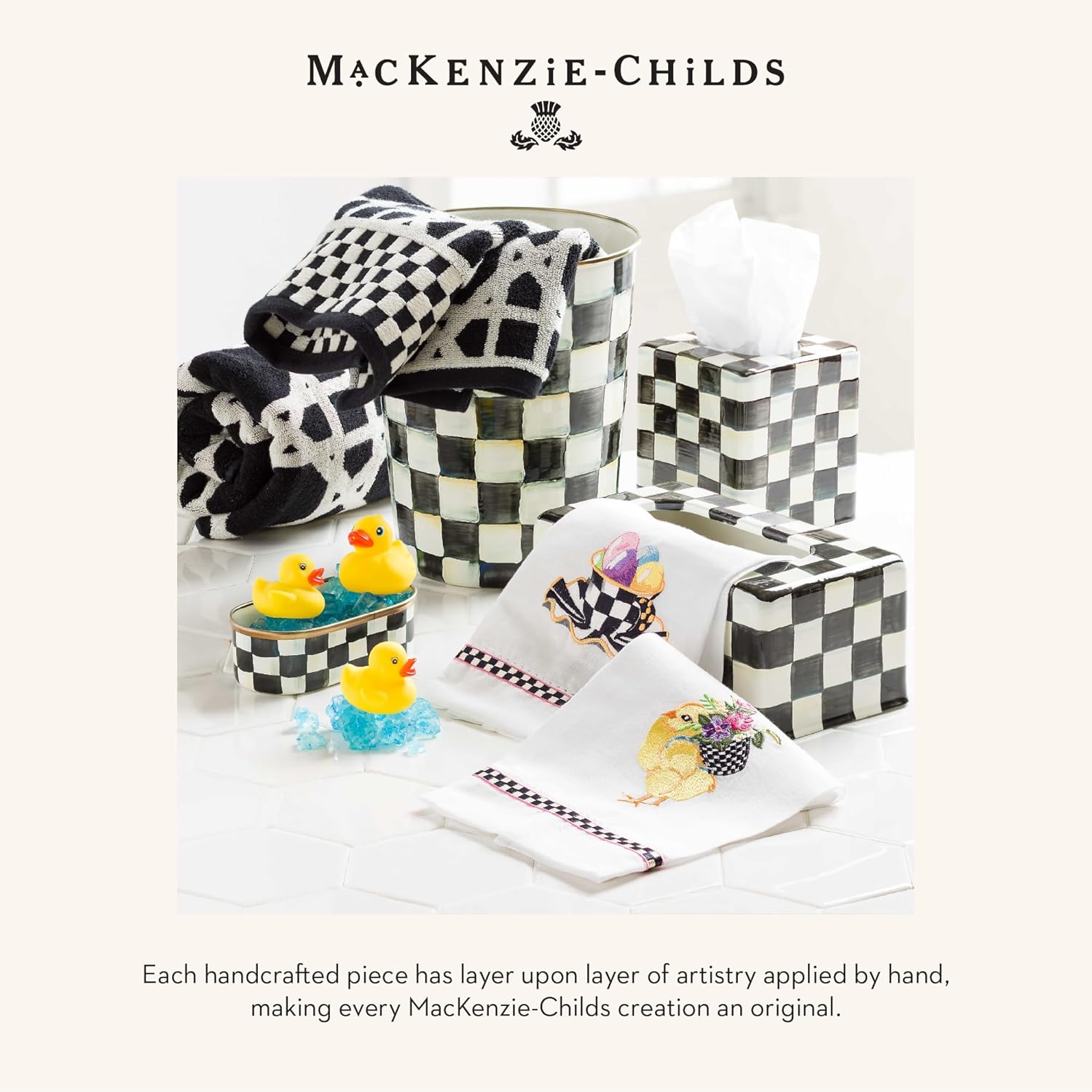 MACKENZIE-CHILDS Decorative Black-and-White Waste Bin