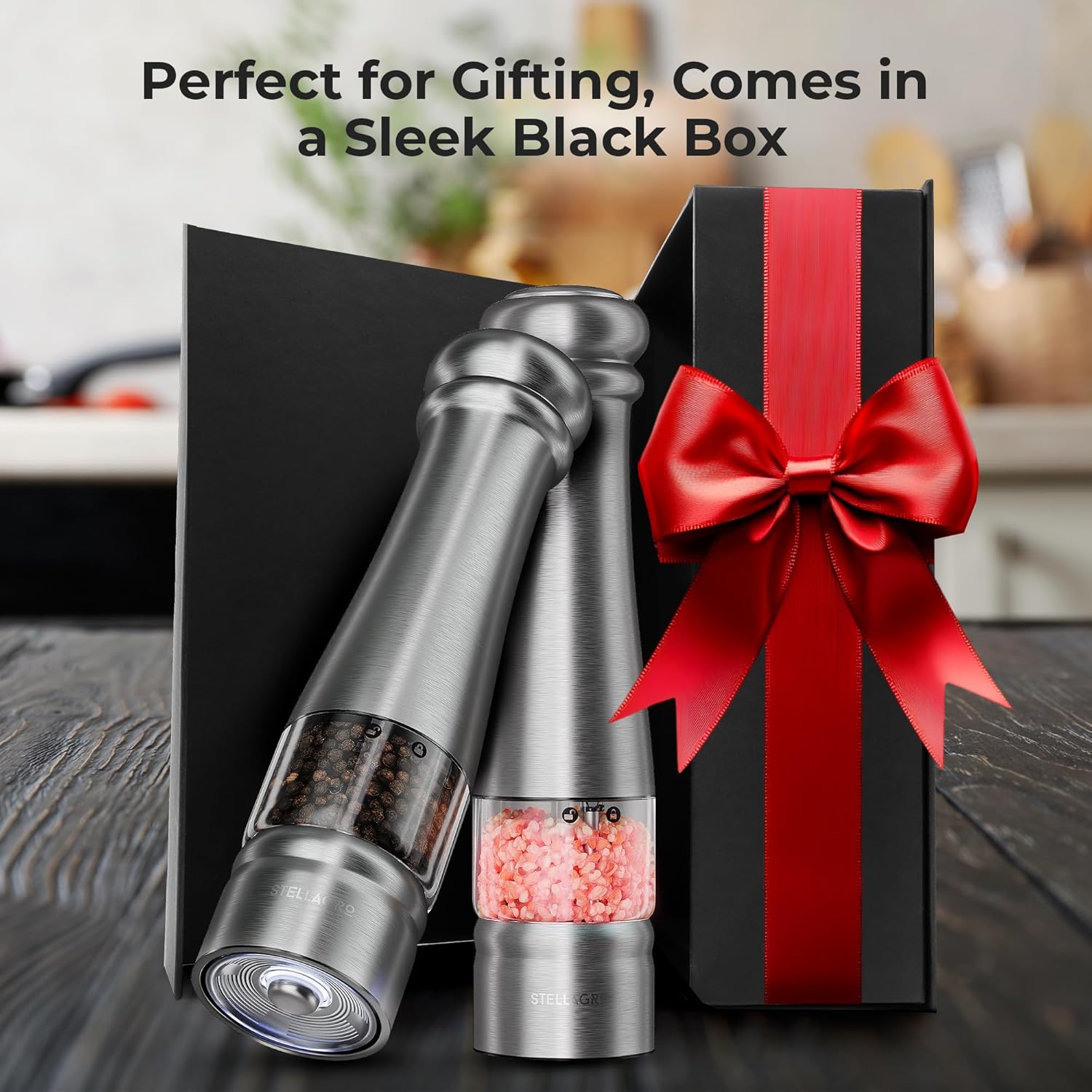Stellegro Electric Salt Pepper Grinder Set