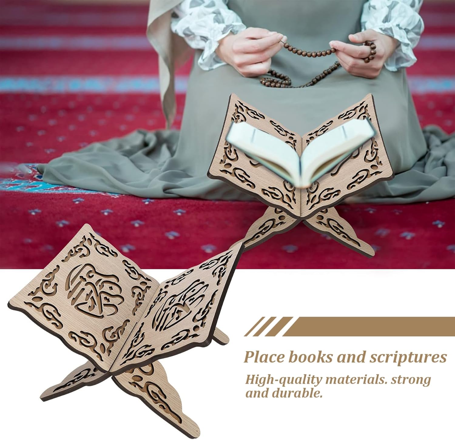 Wooden Quran Holder Stand Foldable Book Display Stand