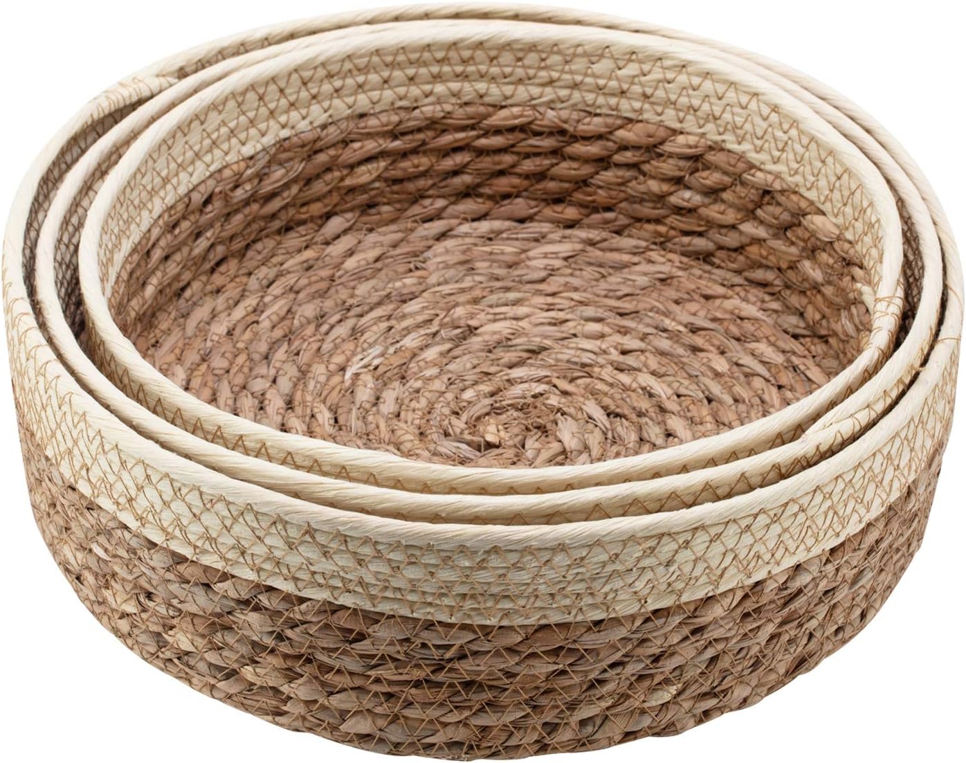 Round Rattan Baskets Set for Kitchen Pantry Bathroom Storage
