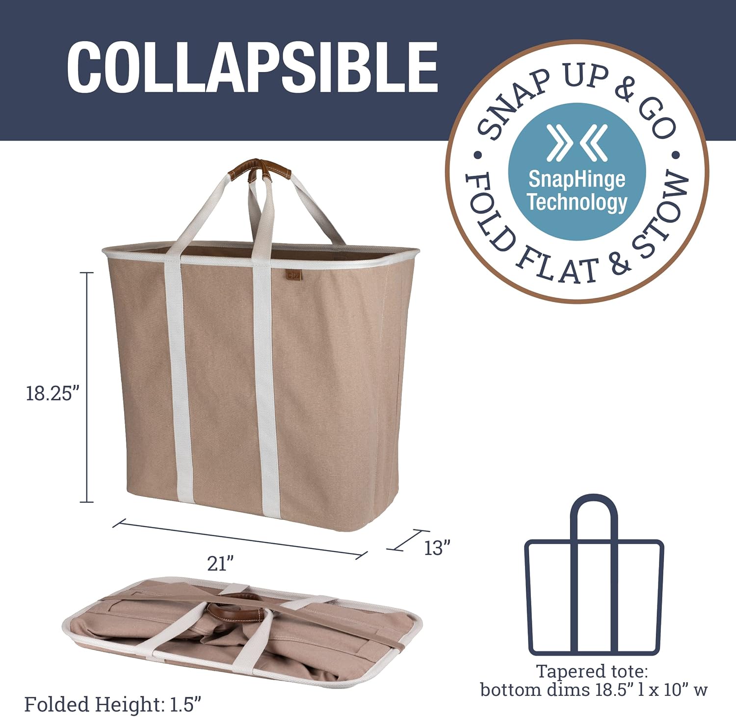 CleverMade Collapsible Laundry Basket - 30L SnapBasket LUXE