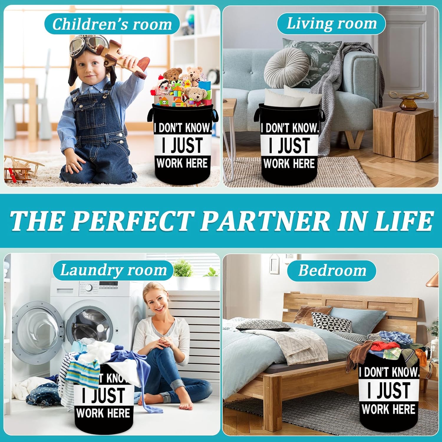 Funny Laundry Basket with Handles 16x20 Inch Foldable Hamper