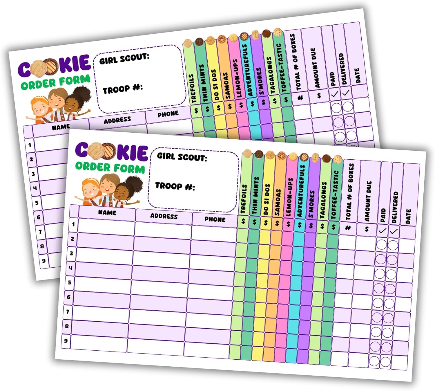 Lashicorn Scout Cookie Order Form Grid 30pk Purple Brownie