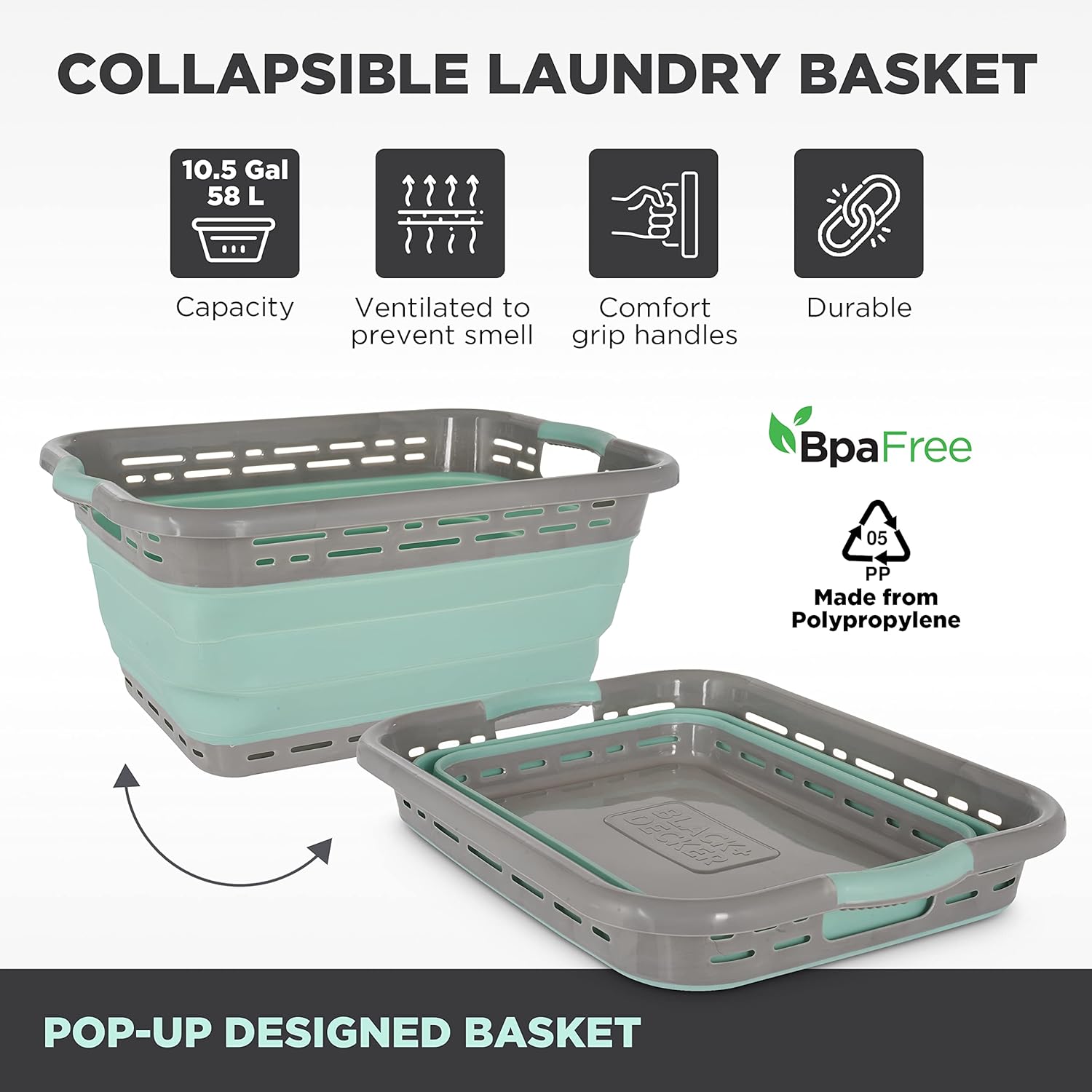 BLACKDECKER 25 Inch Slim Collapsible Laundry Basket
