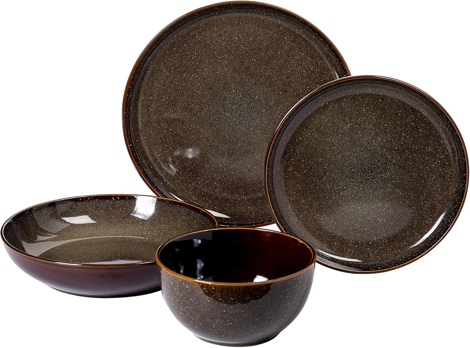 Gibson Elite Edwina Double Bowl Dinnerware Set for 4 16pcs